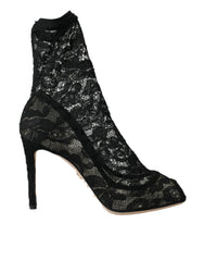 Dolce & Gabbana Black Stretch Taormina Lace Boots Shoes -   -  Dolce & Gabbana.