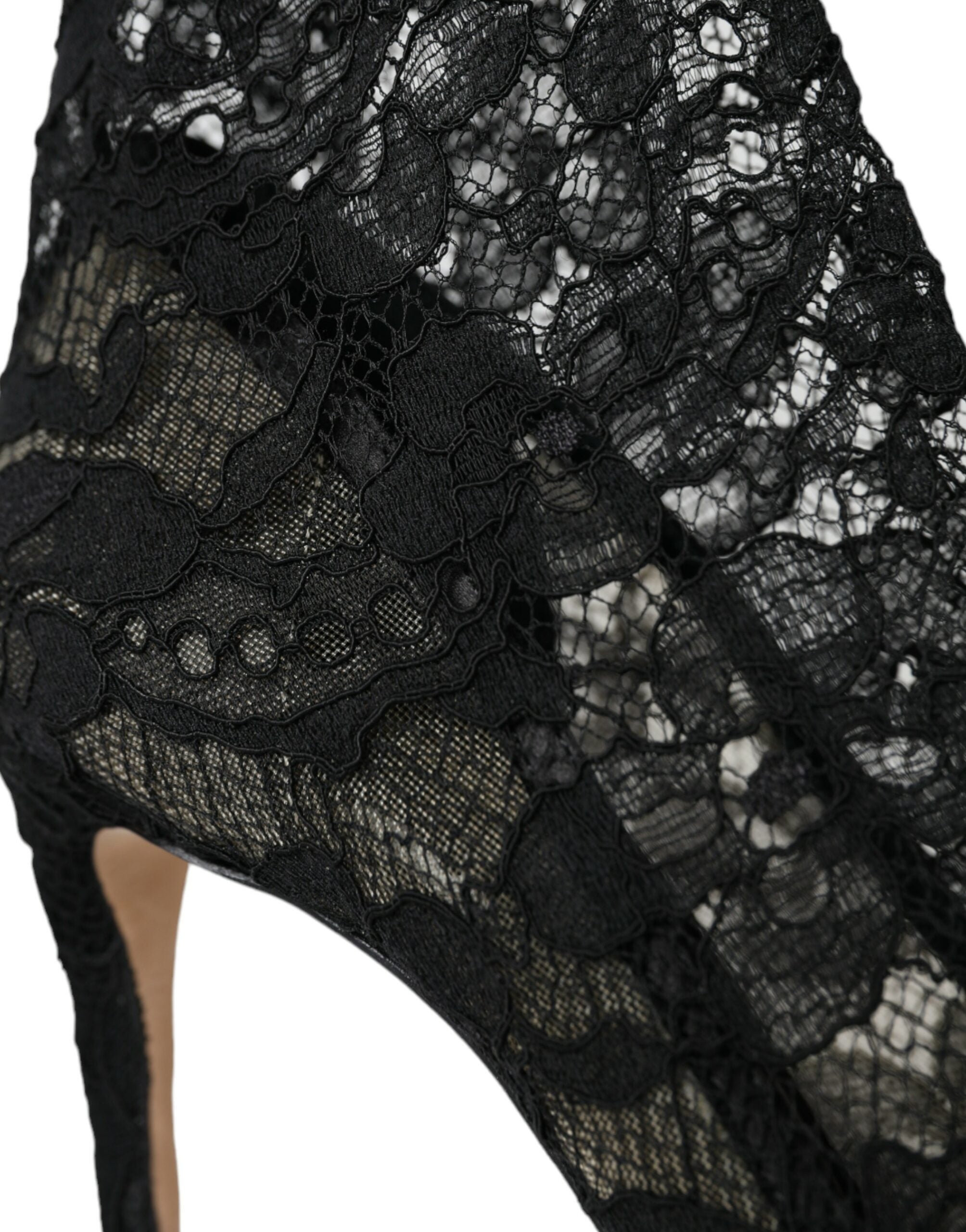 Dolce & Gabbana Black Stretch Taormina Lace Boots Shoes -   -  Dolce & Gabbana.