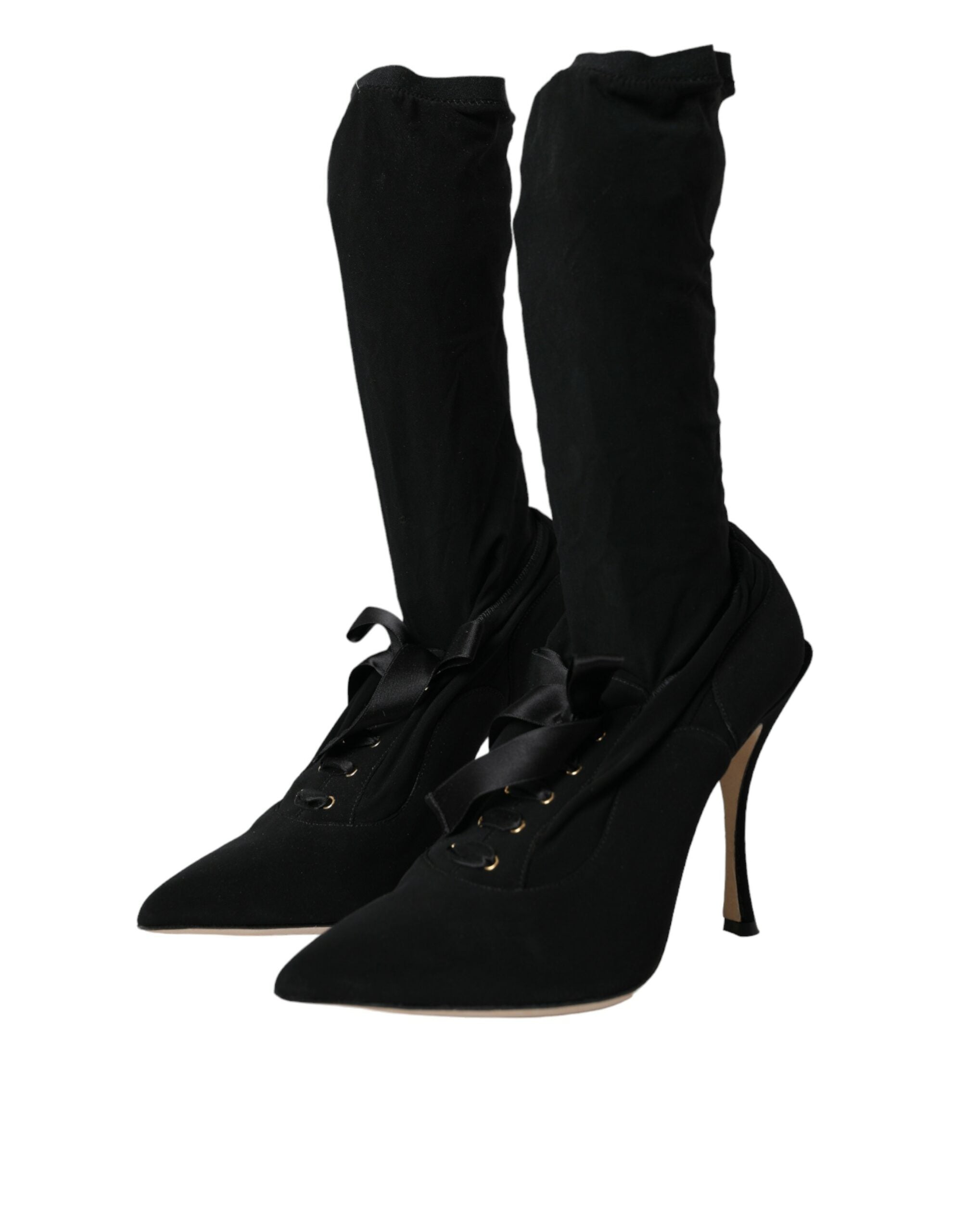 Dolce & Gabbana Black Stiletto Heels Mid Calf Boots Shoes -   -  Dolce & Gabbana.