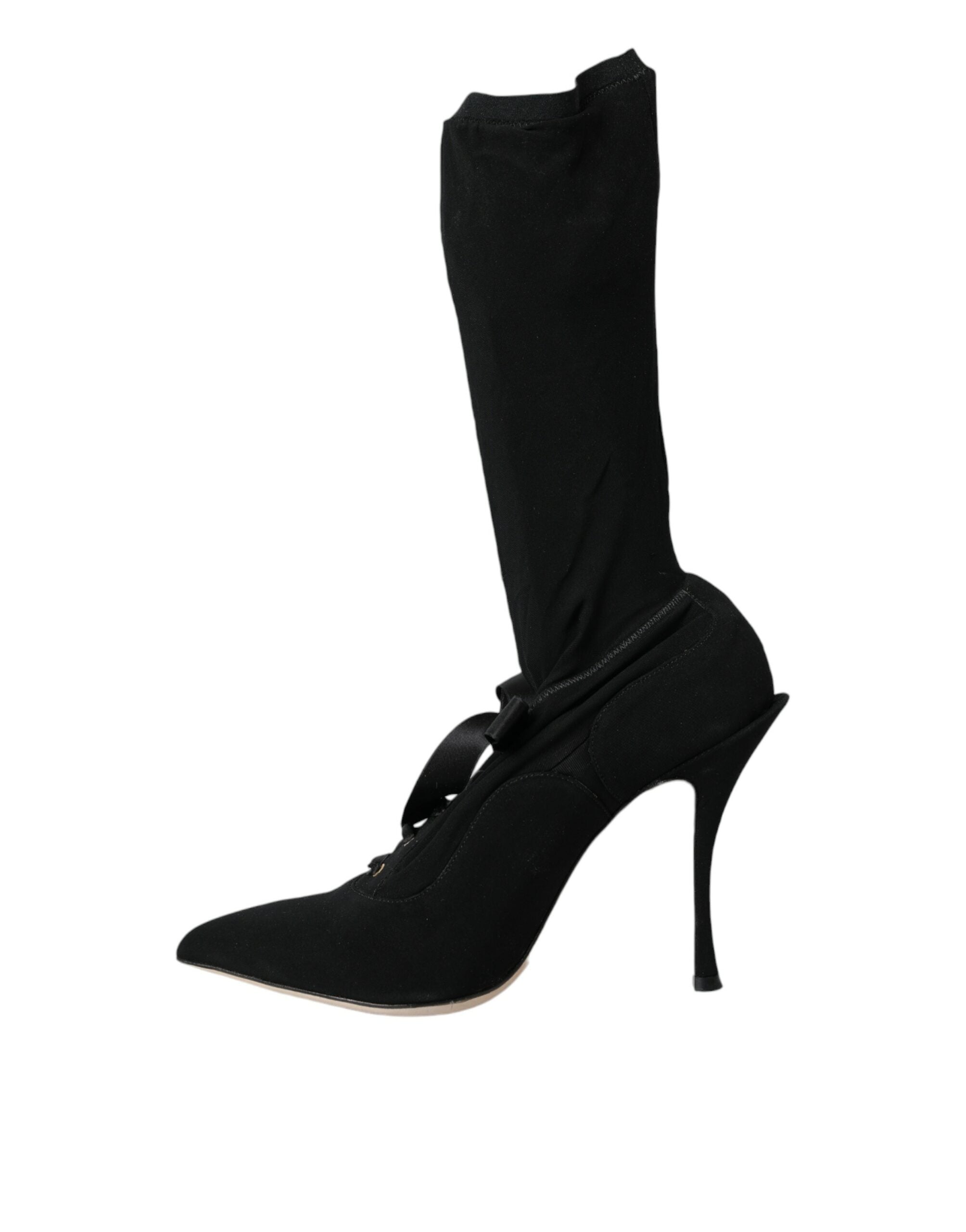 Dolce & Gabbana Black Stiletto Heels Mid Calf Boots Shoes -   -  Dolce & Gabbana.