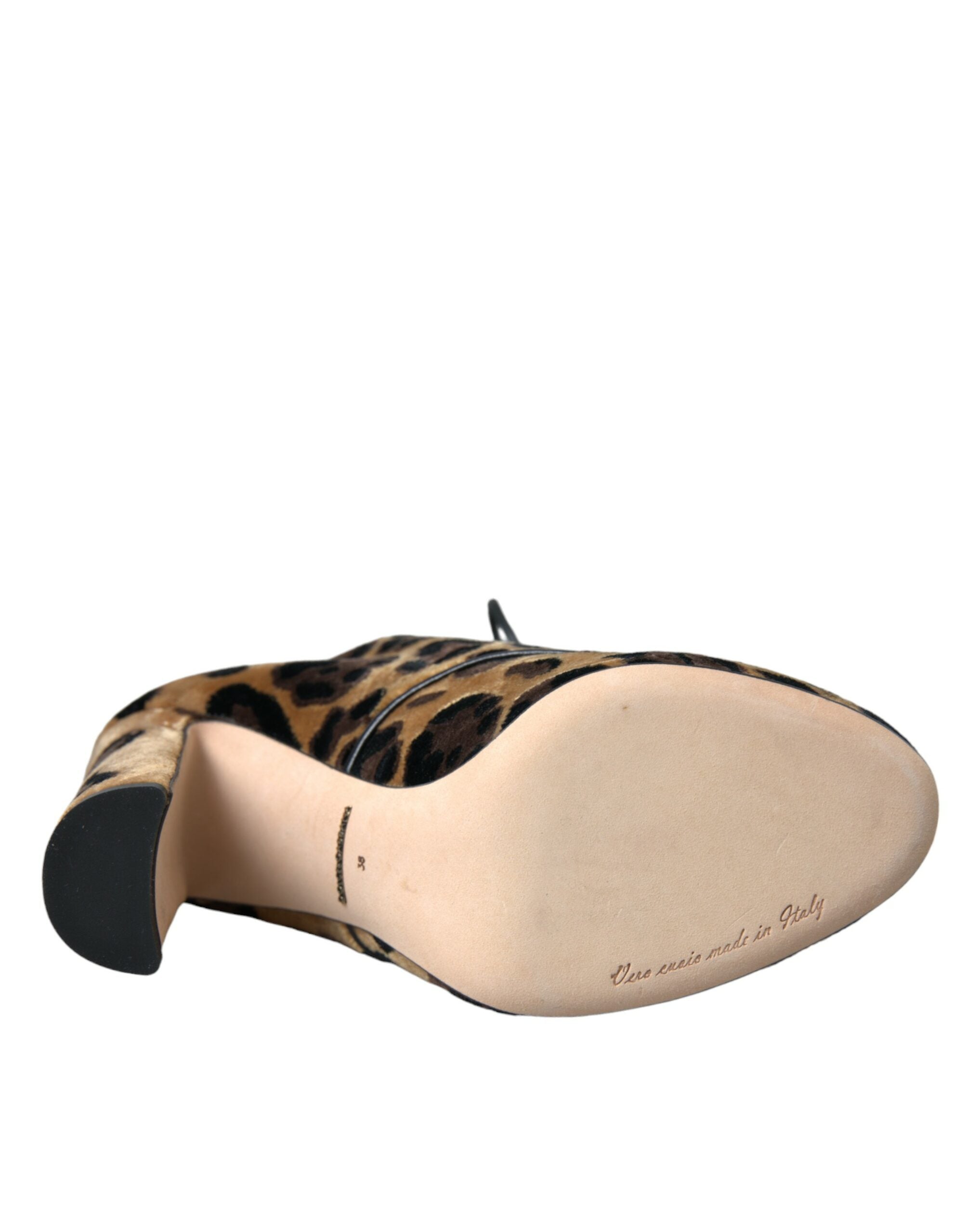 Dolce & Gabbana Brown Leopard Hair Lace Up Booties Shoes -   -  Dolce & Gabbana.