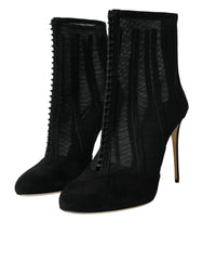 Dolce & Gabbana Black Mesh Stiletto Heels Ankle Boots Shoes -   -  Dolce & Gabbana.