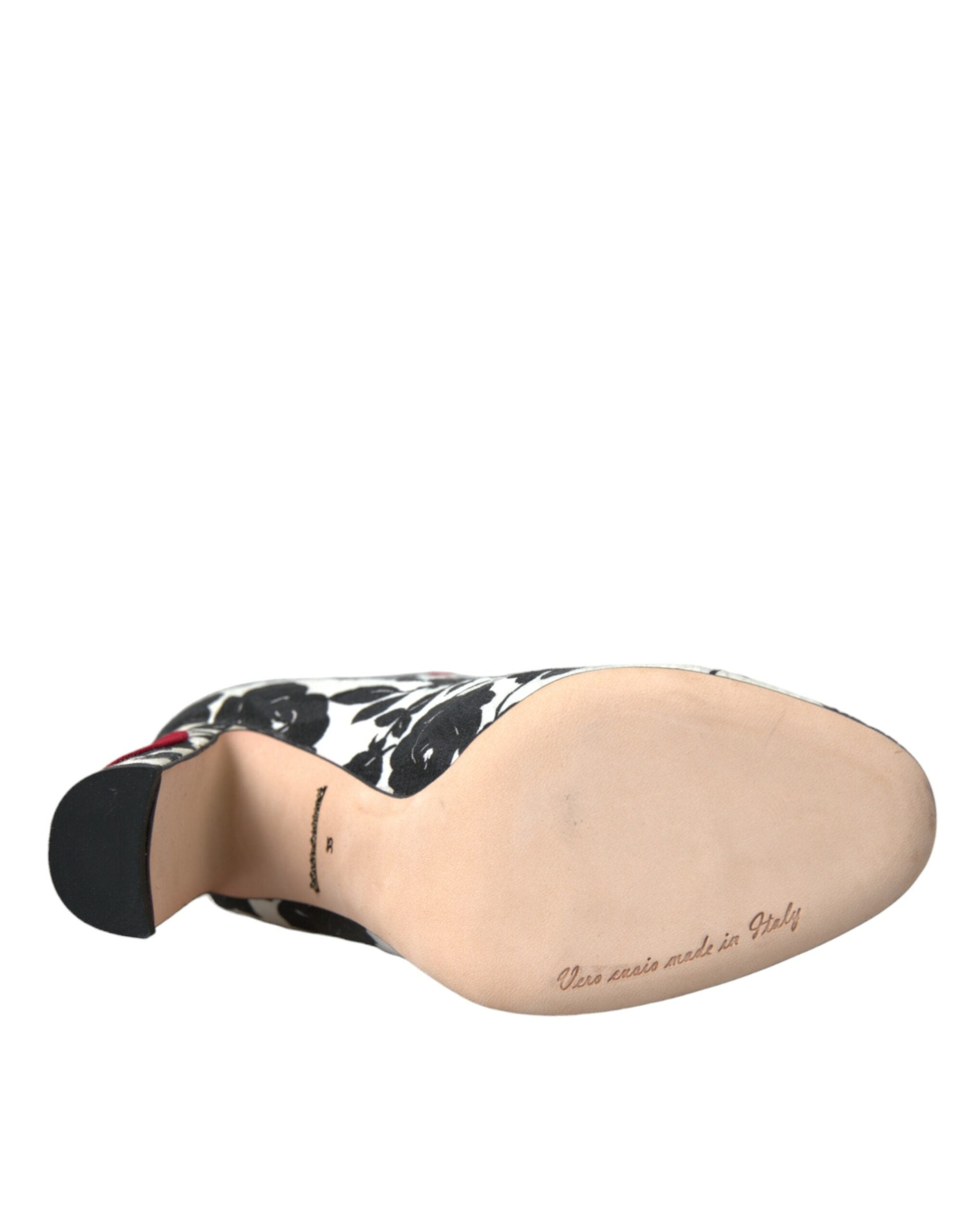 Dolce & Gabbana White Floral Hearts Leather High Boots Shoes -   -  Dolce & Gabbana.