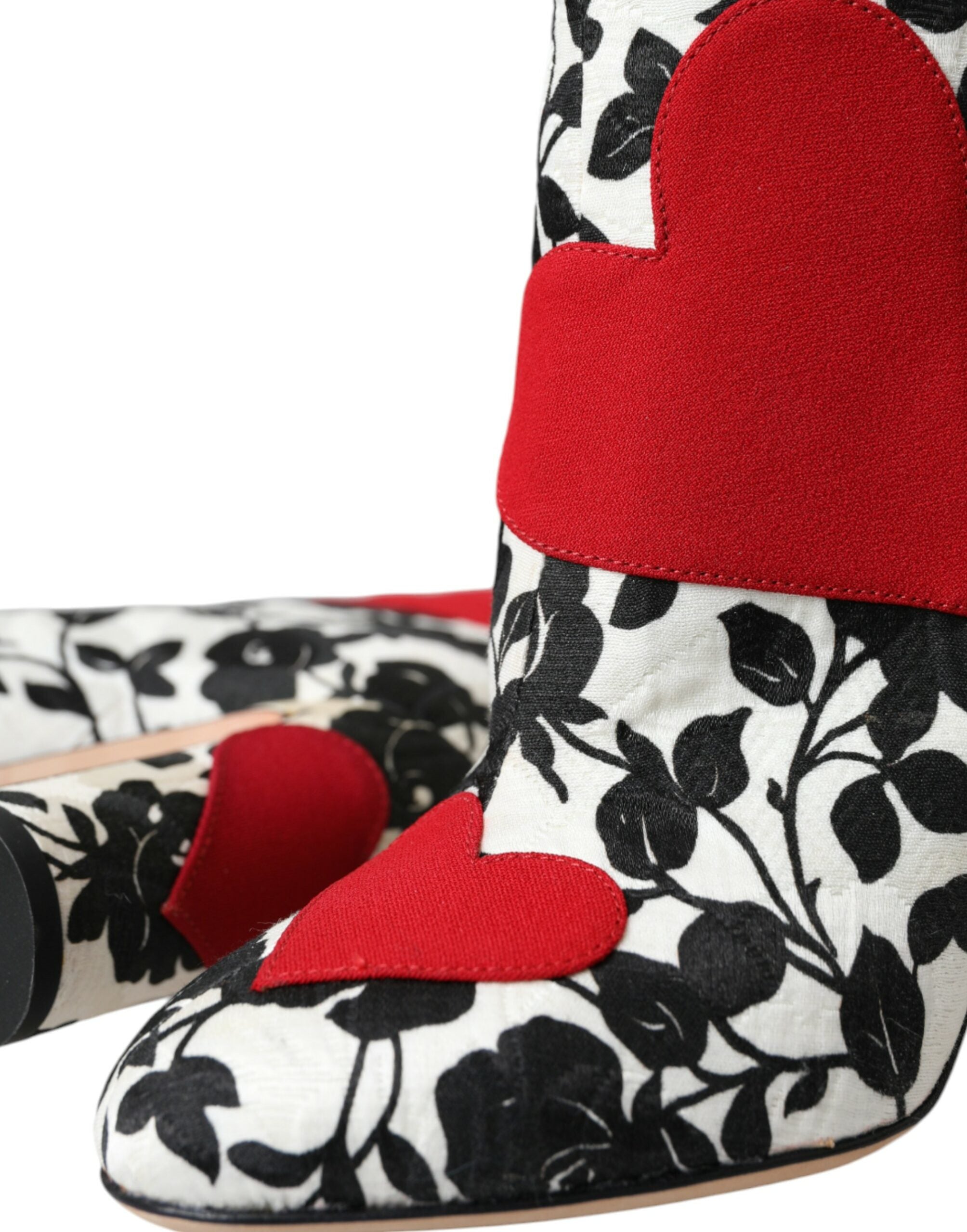 Dolce & Gabbana White Floral Hearts Leather High Boots Shoes -   -  Dolce & Gabbana.