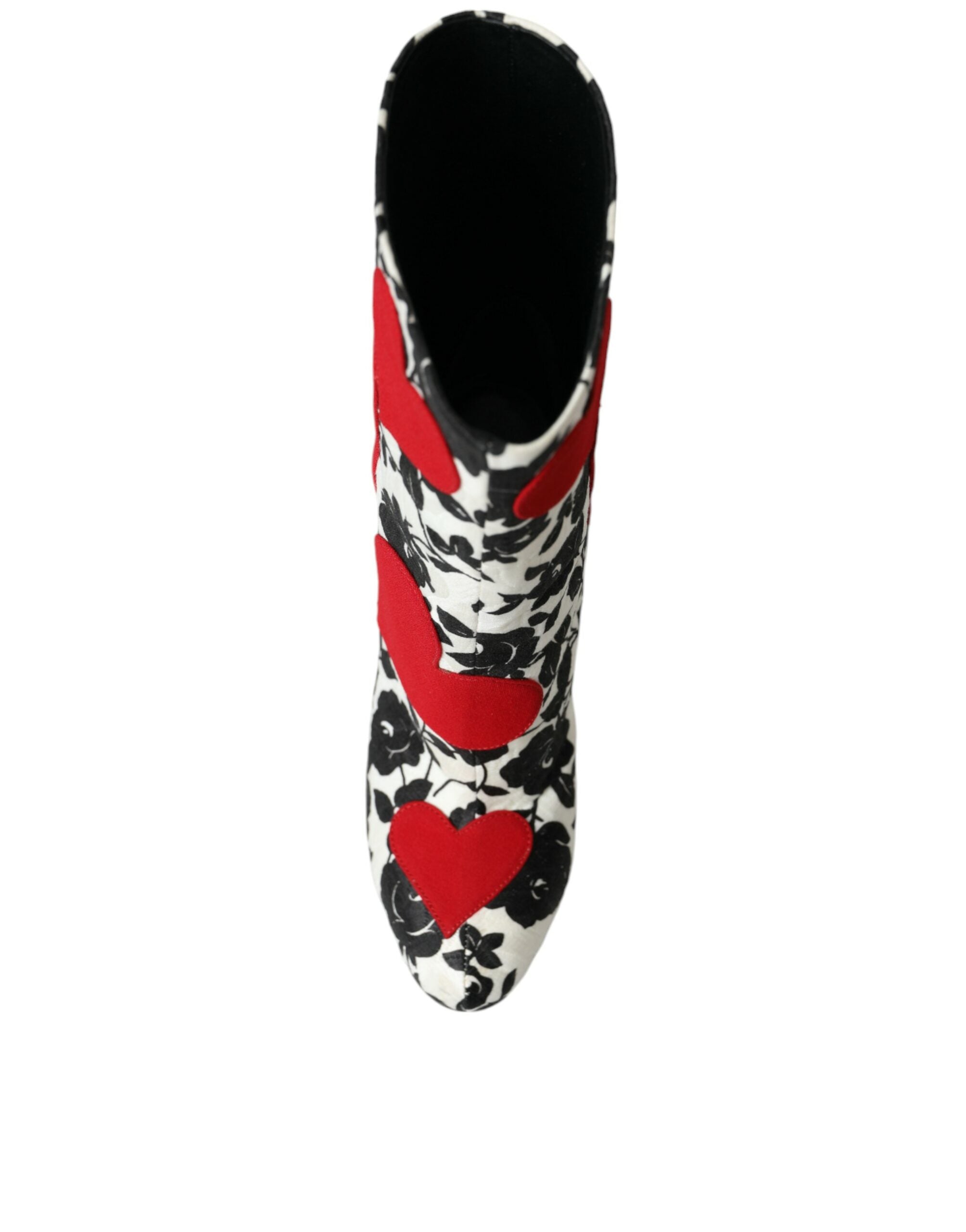 Dolce & Gabbana White Floral Hearts Leather High Boots Shoes -   -  Dolce & Gabbana.