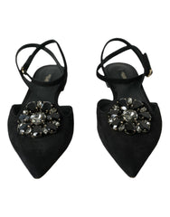 Dolce & Gabbana Black Leather Crystal Slingback Sandals Shoes -   -  Dolce & Gabbana.