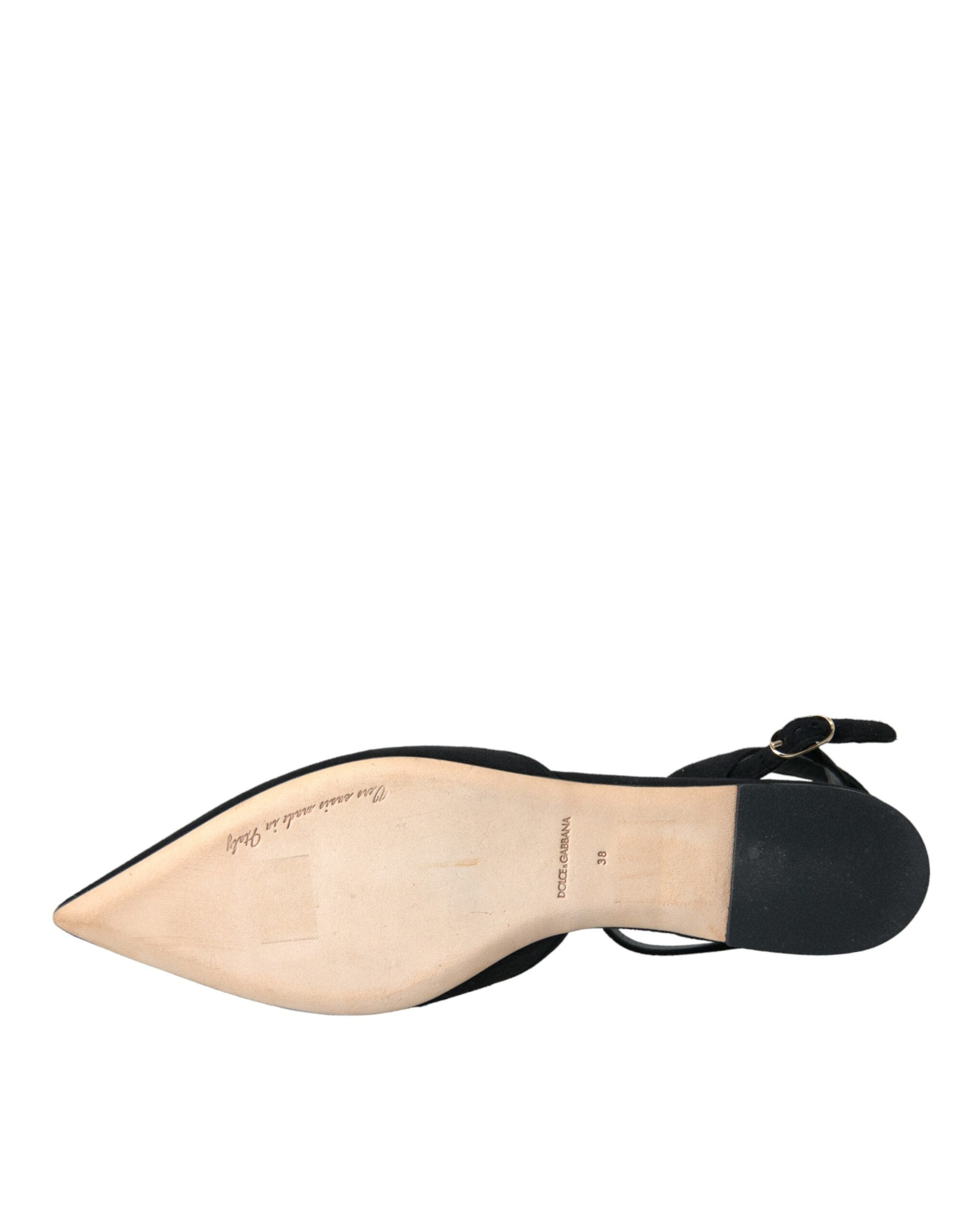 Dolce & Gabbana Black Leather Crystal Slingback Sandals Shoes -   -  Dolce & Gabbana.