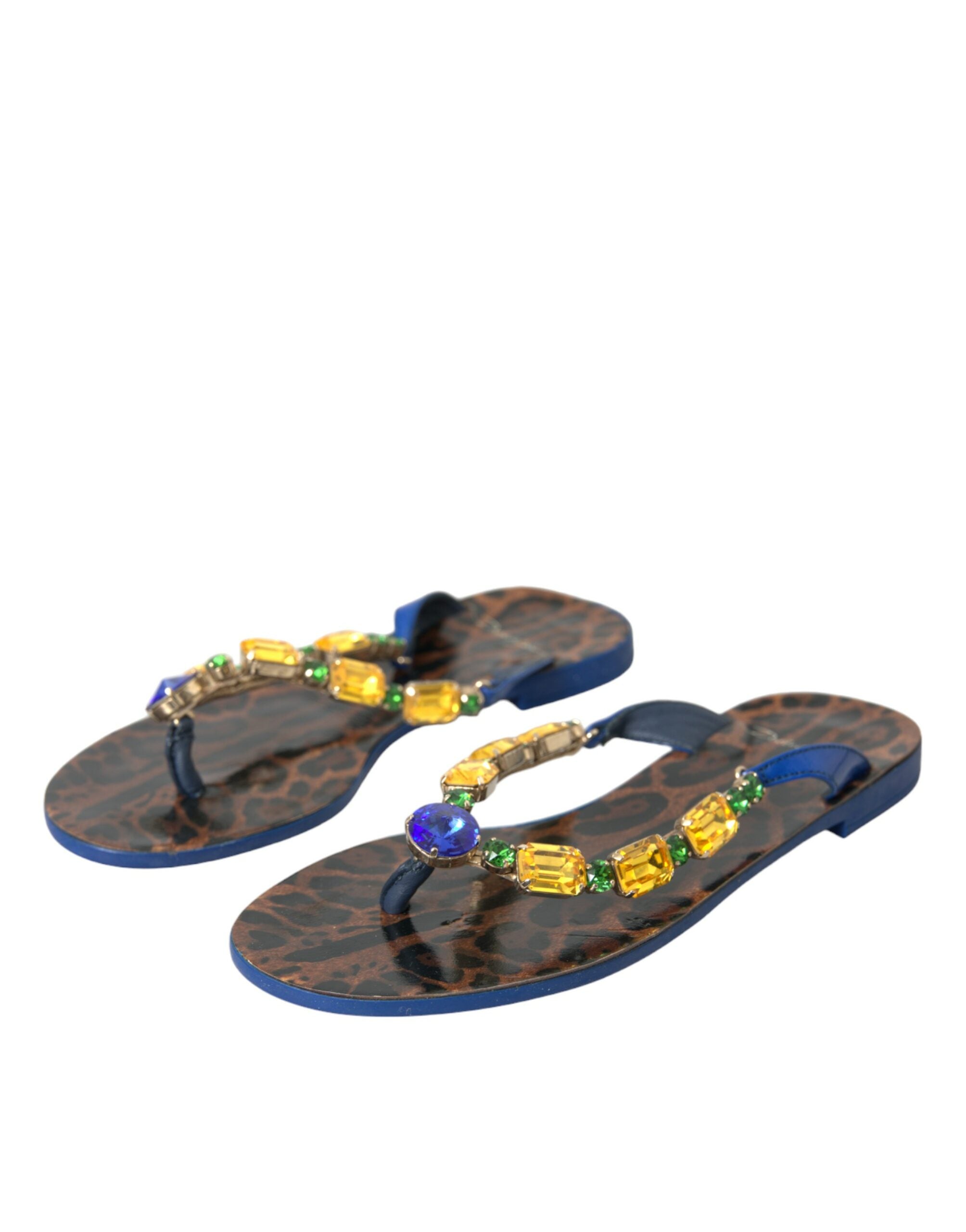 Dolce & Gabbana Blue Crystal Calf Leather Beachwear Shoes -   -  Dolce & Gabbana.