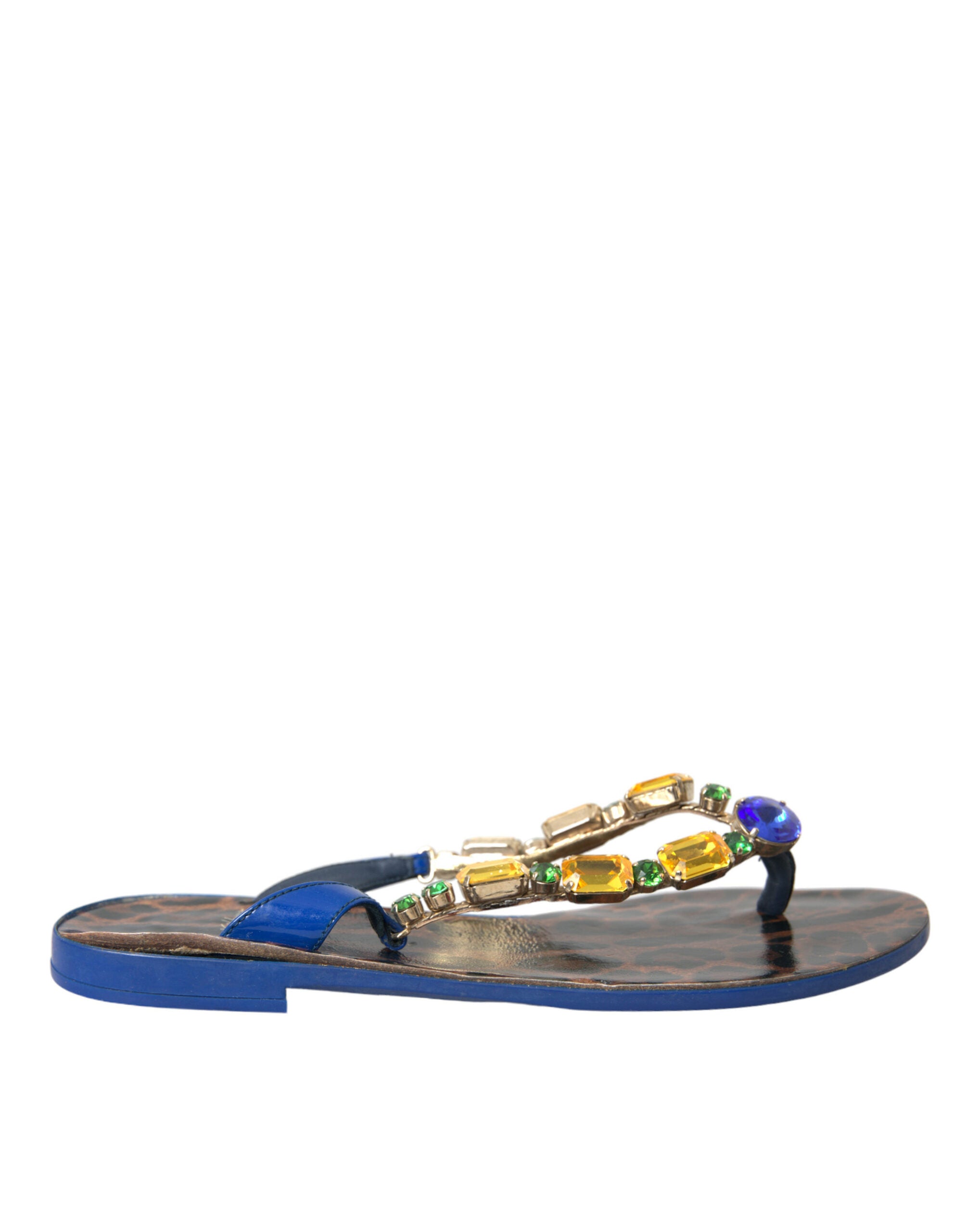 Dolce & Gabbana Blue Crystal Calf Leather Beachwear Shoes -   -  Dolce & Gabbana.