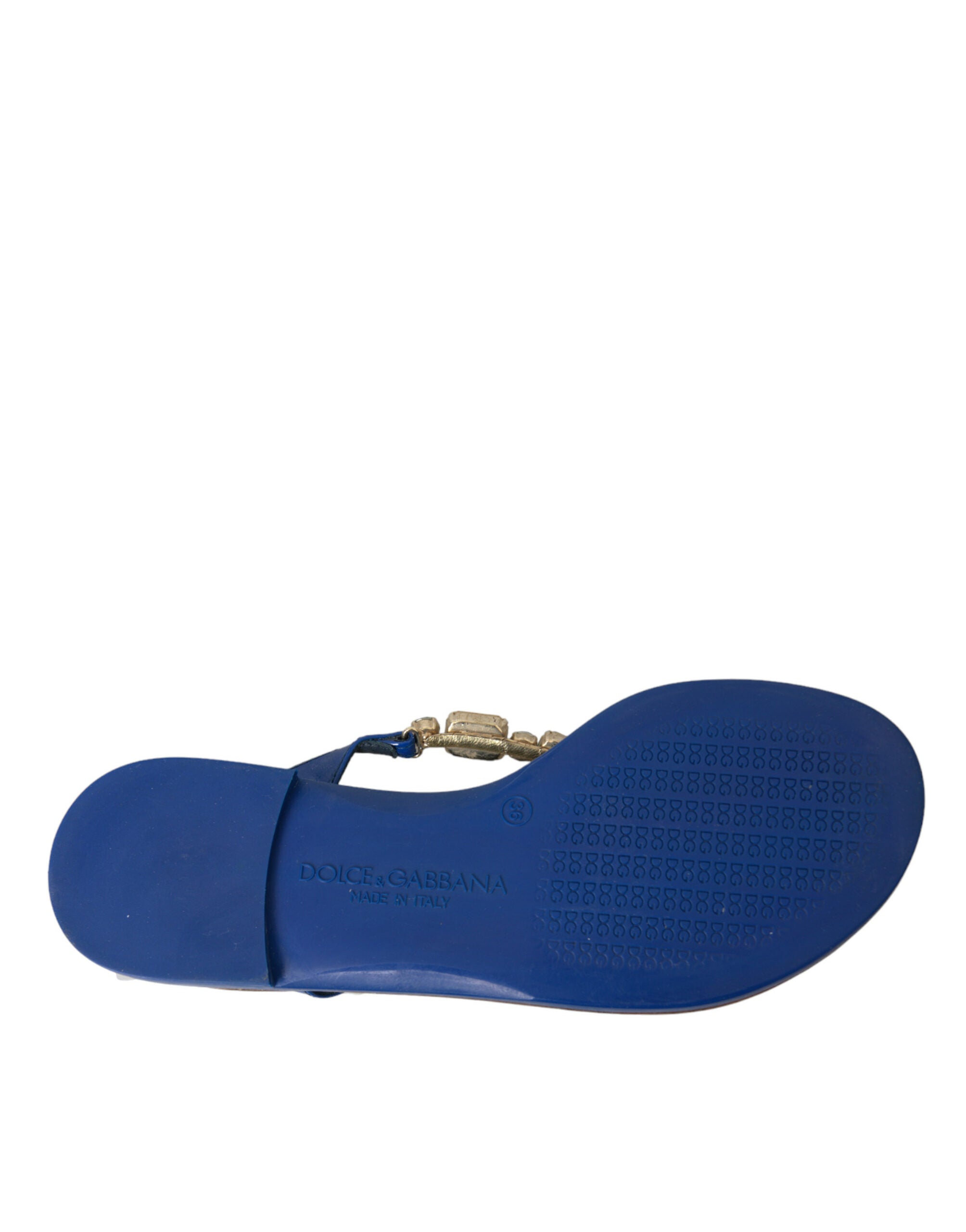 Dolce & Gabbana Blue Crystal Calf Leather Beachwear Shoes -   -  Dolce & Gabbana.