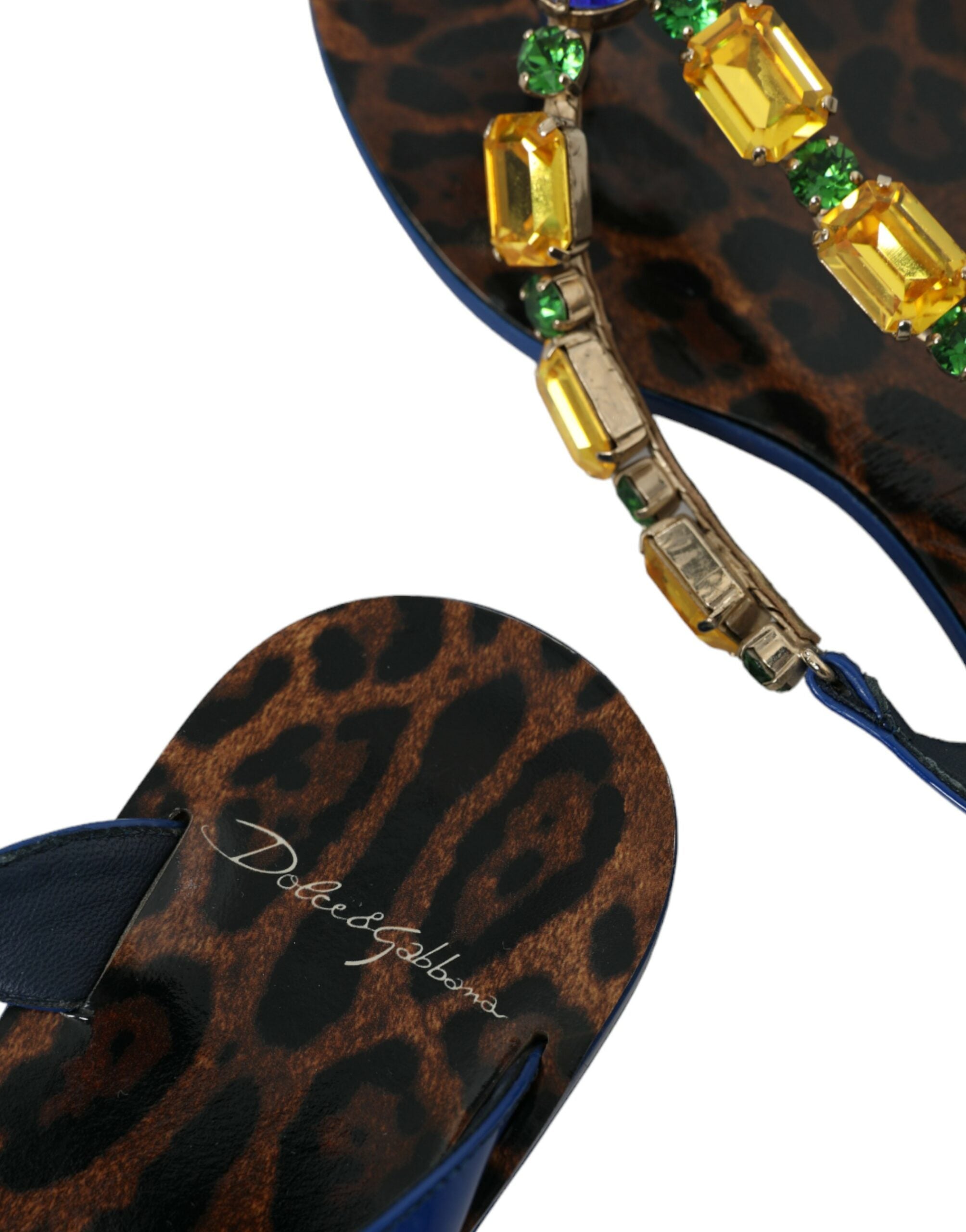 Dolce & Gabbana Blue Crystal Calf Leather Beachwear Shoes -   -  Dolce & Gabbana.