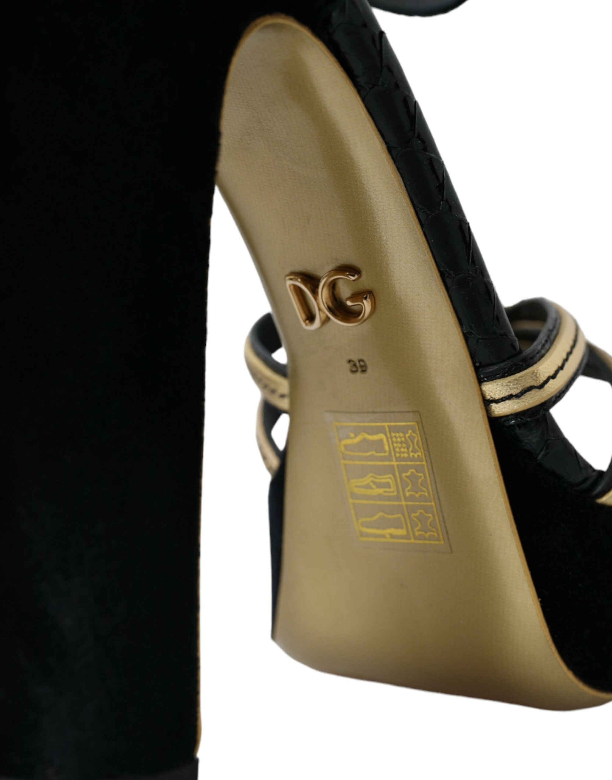 Dolce & Gabbana Black Gold Embellished Heels Sandals Shoes -   -  Dolce & Gabbana.