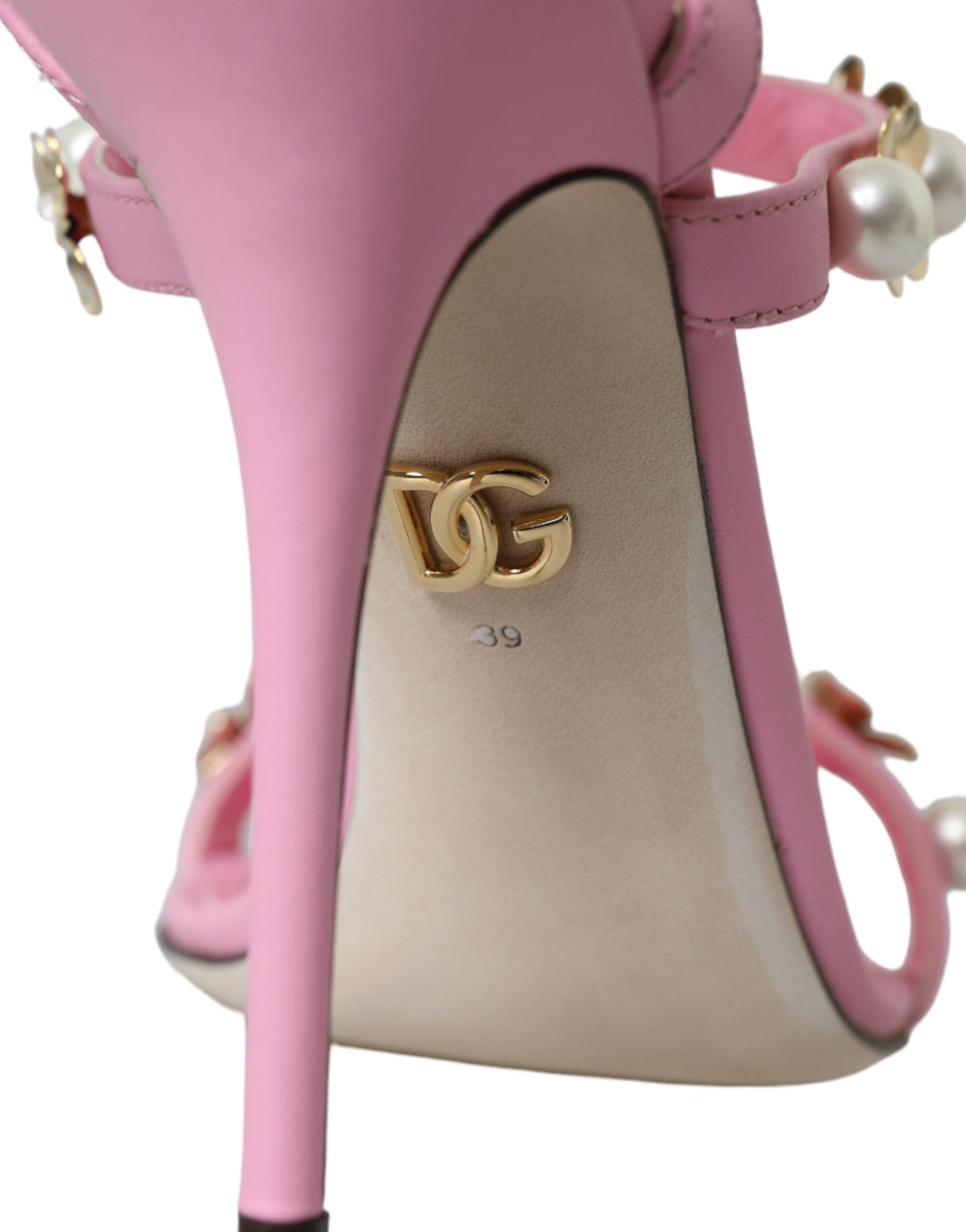 Dolce & Gabbana Pink Leather Embellished Heels Sandals Shoes -   -  Dolce & Gabbana.