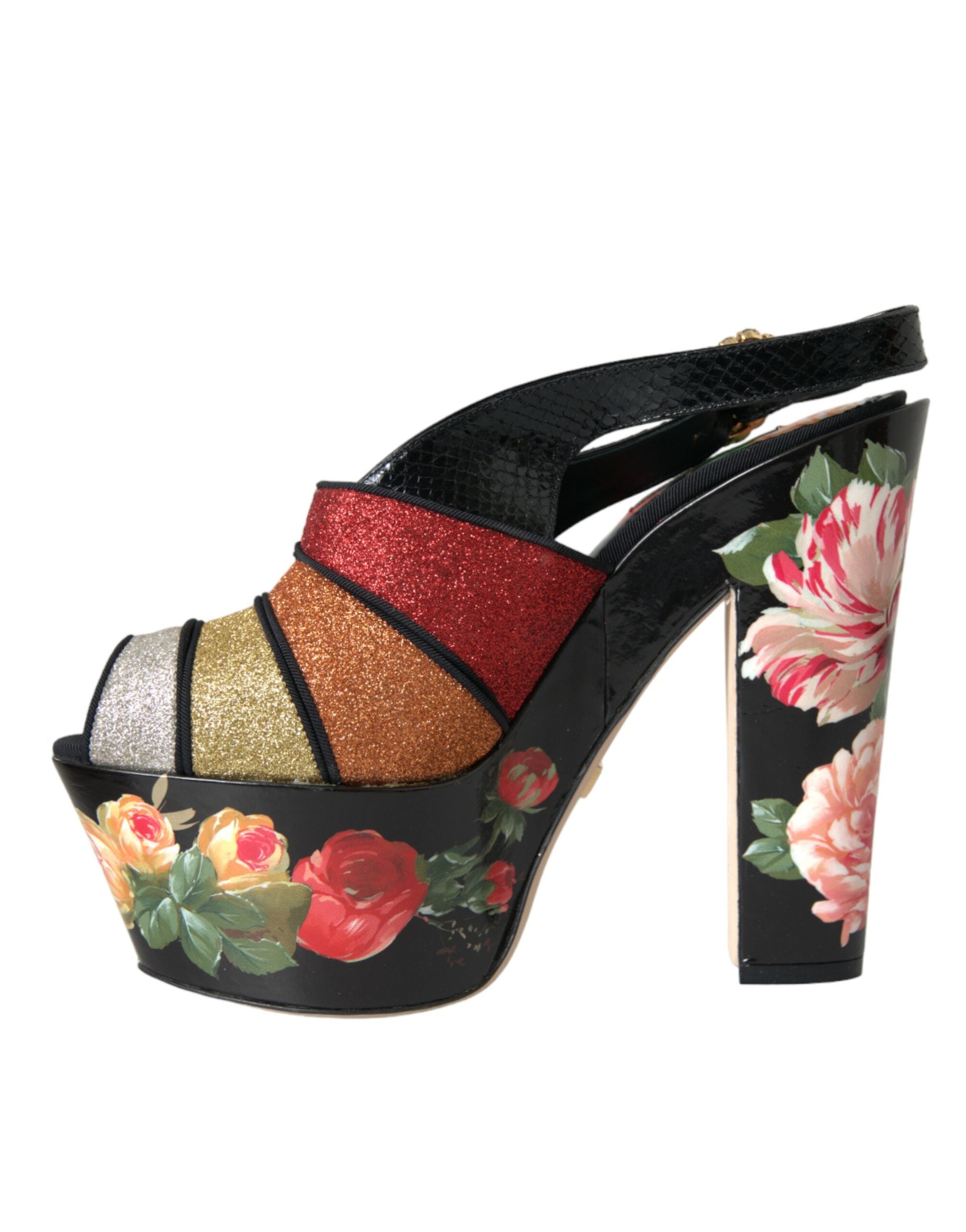 Dolce & Gabbana Multicolor Floral Crystal Platform Sandals Shoes -   -  Dolce & Gabbana.
