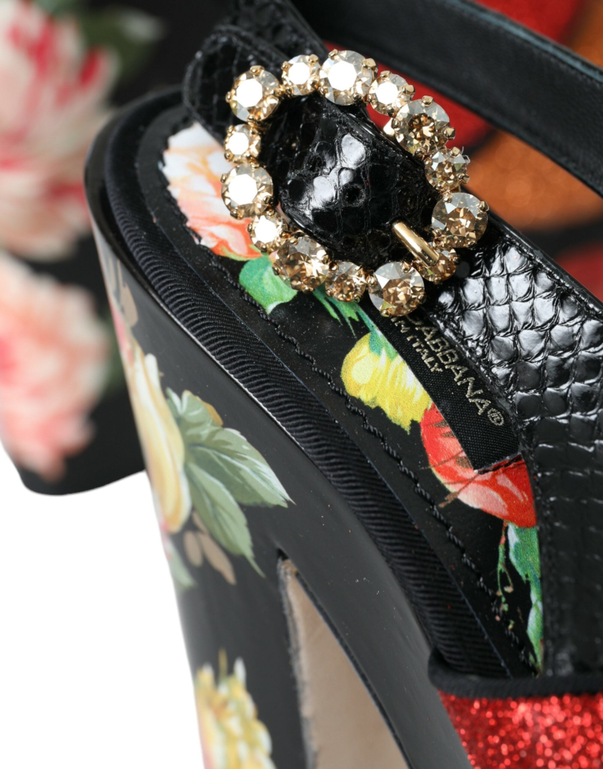 Dolce & Gabbana Multicolor Floral Crystal Platform Sandals Shoes -   -  Dolce & Gabbana.