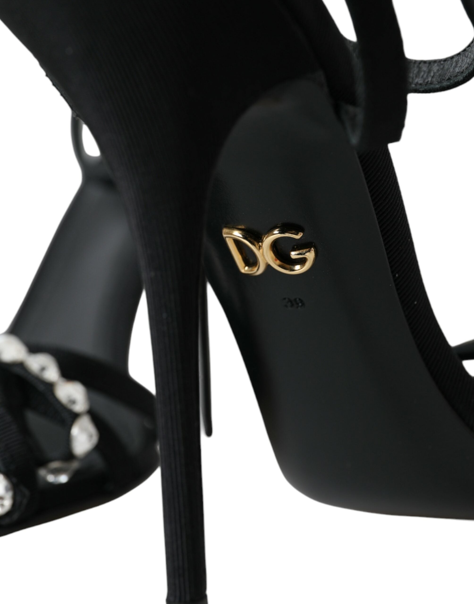 Dolce & Gabbana Black Viscose Crystal Bow Heels Sandals Shoes -   -  Dolce & Gabbana.