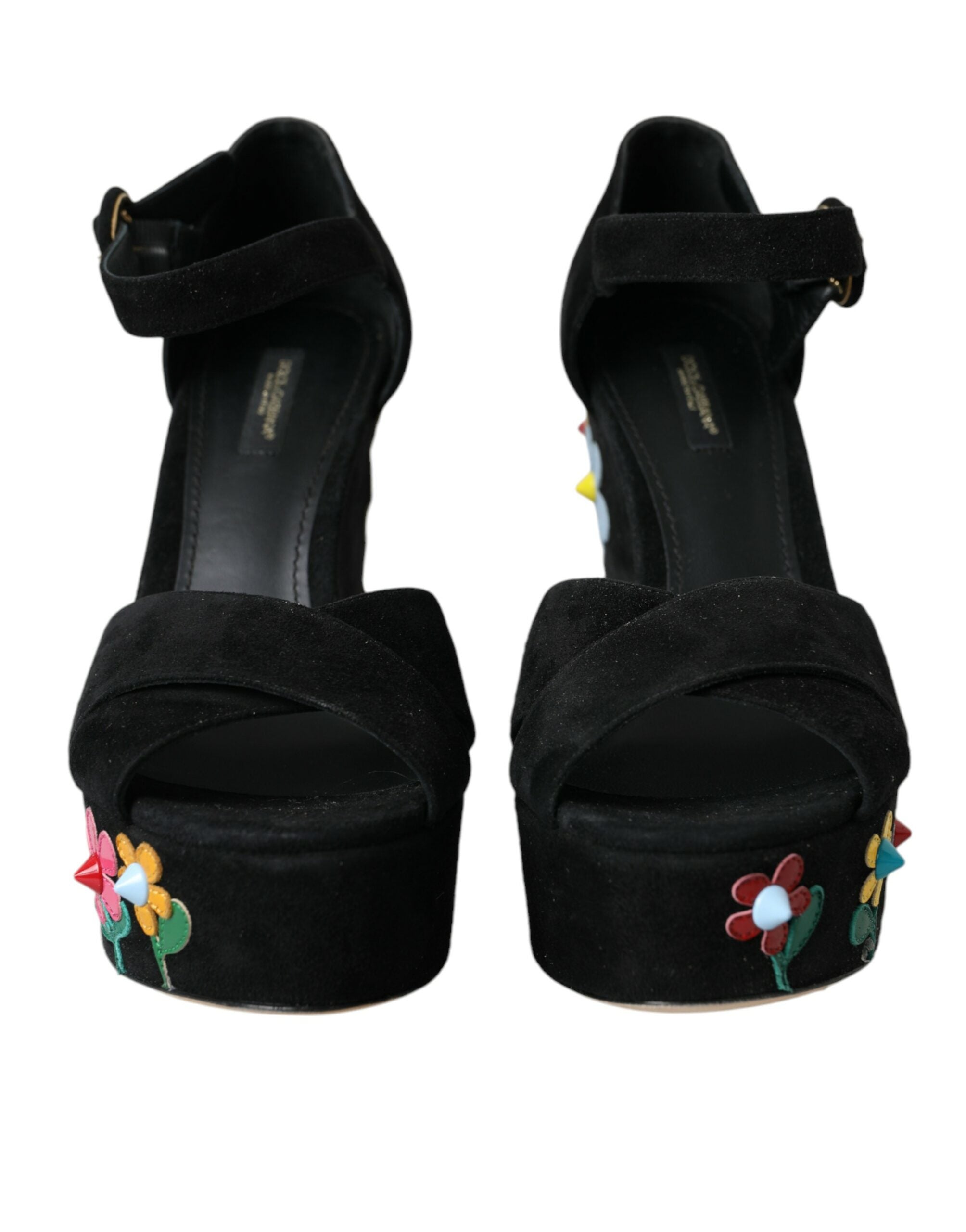 Dolce & Gabbana Black Floral Ankle Strap Heels Sandals Shoes -   -  Dolce & Gabbana.