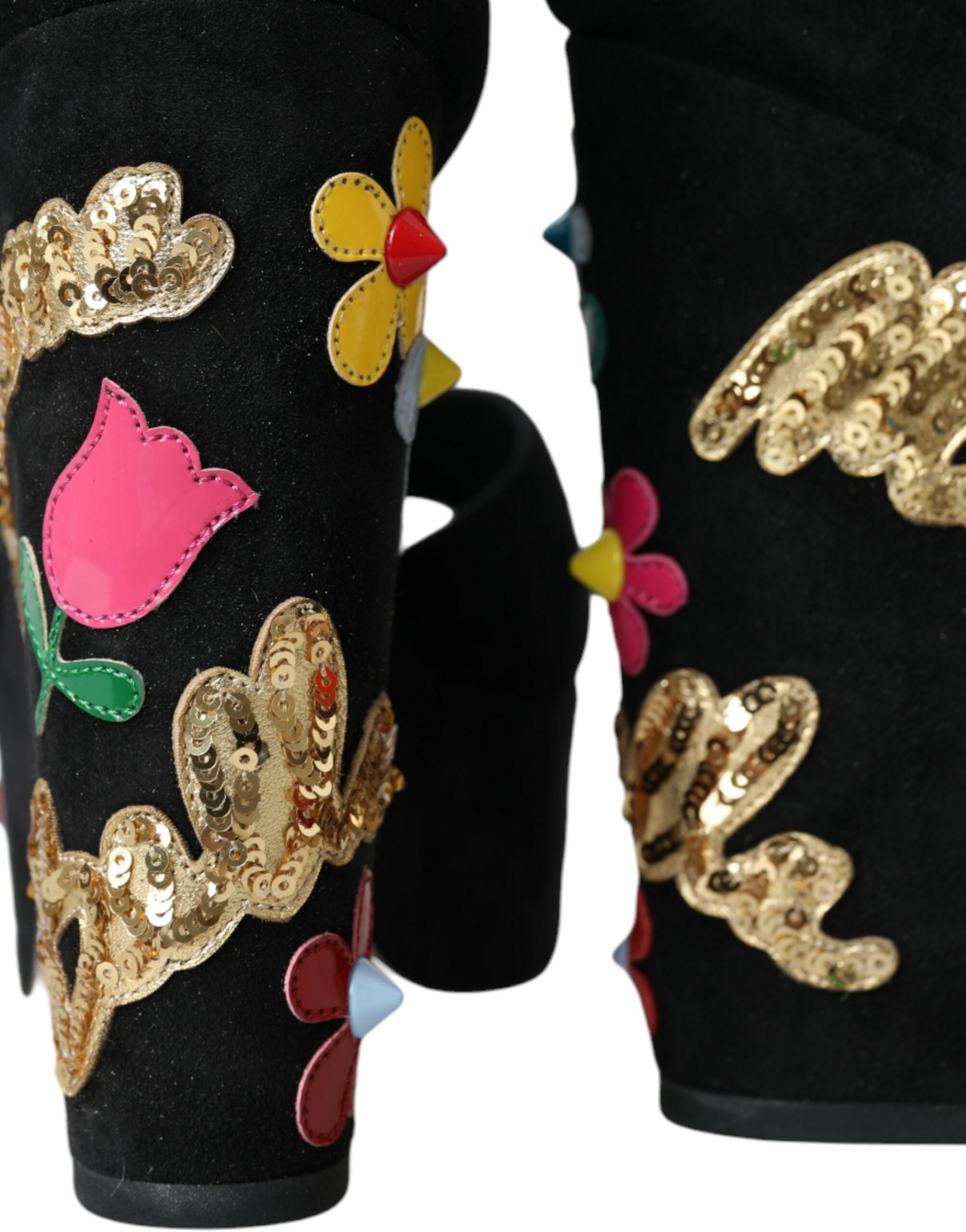 Dolce & Gabbana Black Floral Ankle Strap Heels Sandals Shoes -   -  Dolce & Gabbana.