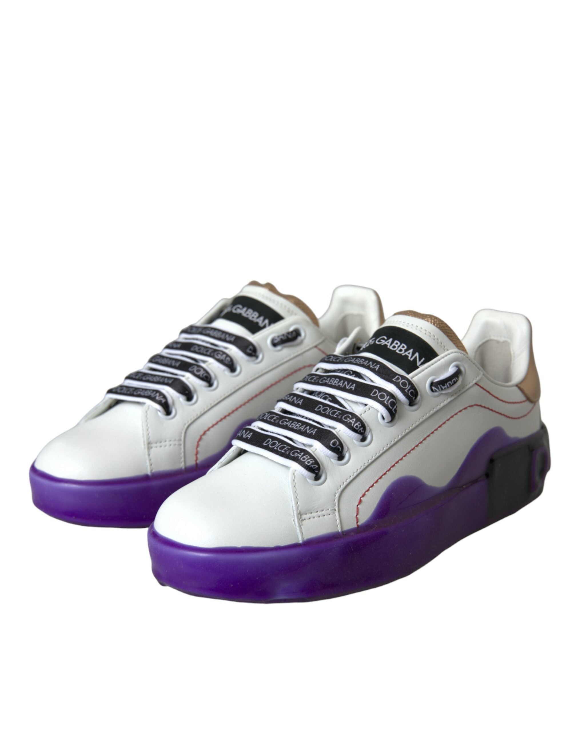 Dolce & Gabbana White Leather Portofino Low Top Sneakers Shoes -   -  Dolce & Gabbana.