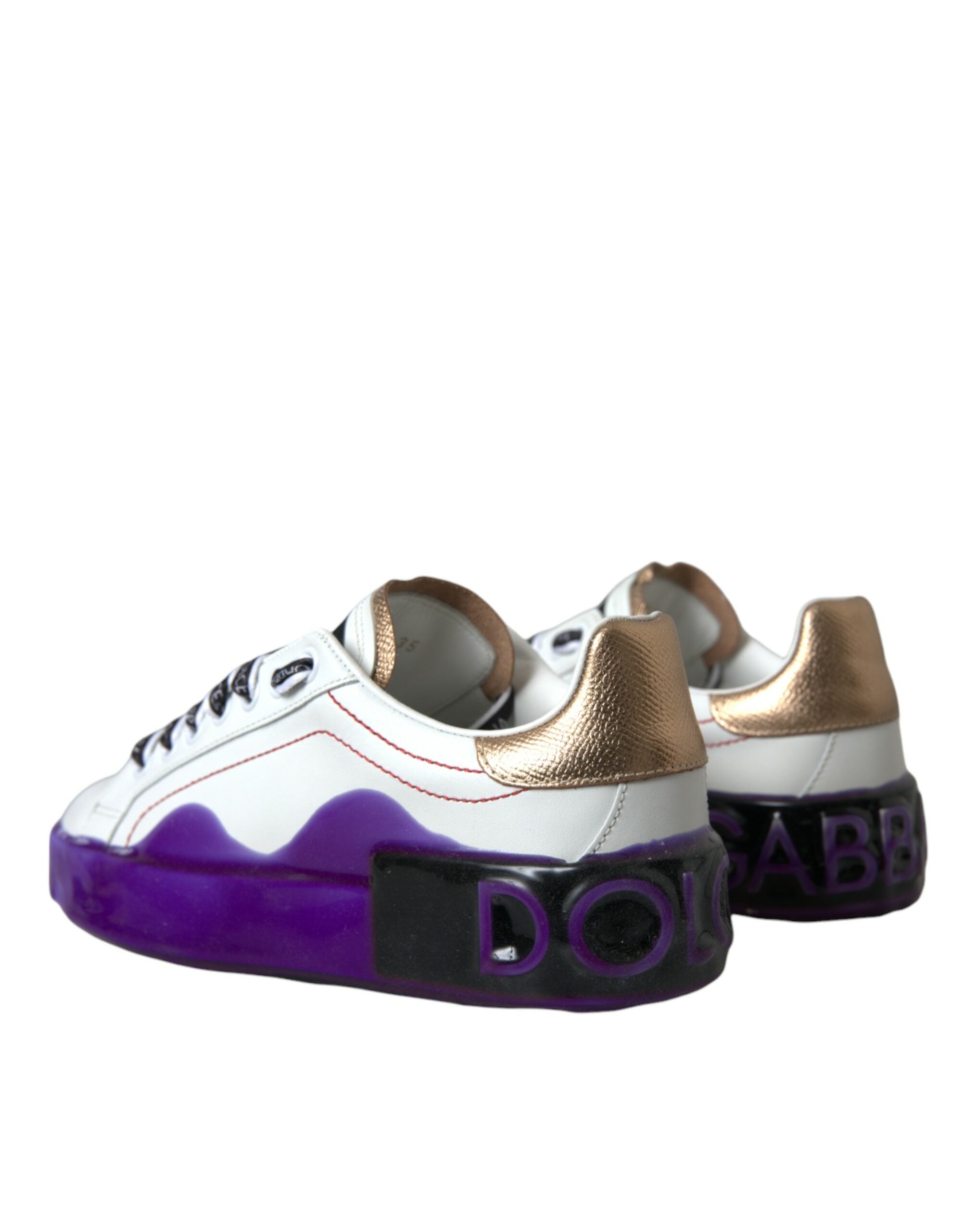 Dolce & Gabbana White Leather Portofino Low Top Sneakers Shoes -   -  Dolce & Gabbana.