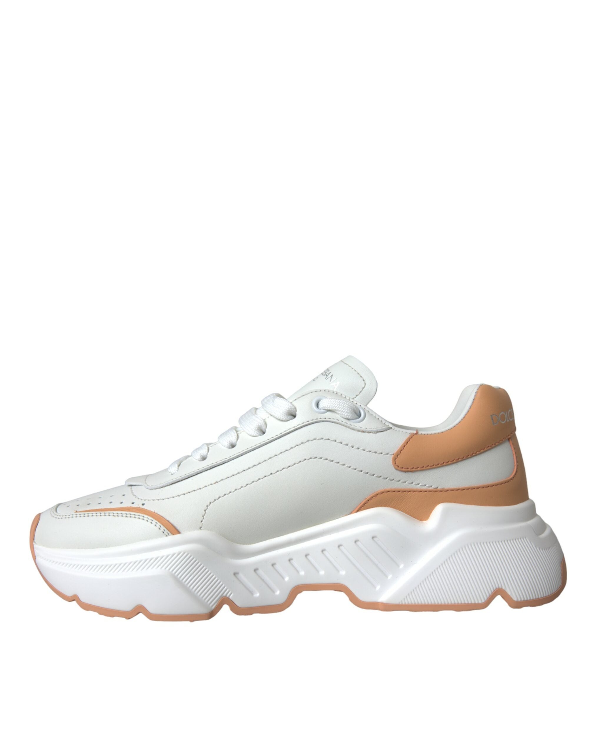 Dolce & Gabbana White Peach DAYMASTER Leather Sneakers Shoes -   -  Dolce & Gabbana.