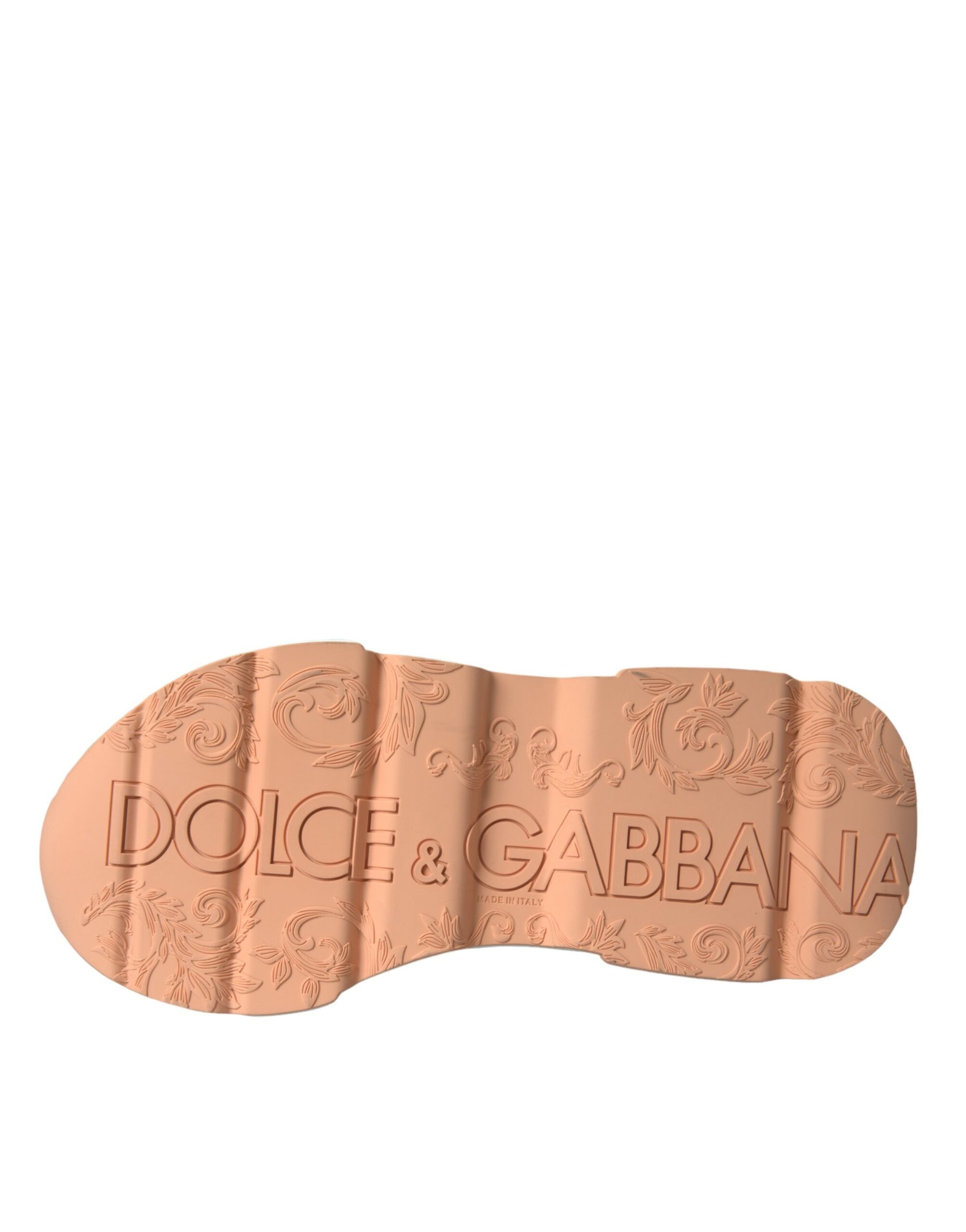 Dolce & Gabbana White Peach DAYMASTER Leather Sneakers Shoes -   -  Dolce & Gabbana.