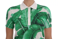Dolce & Gabbana Green Banana Print Silk Polo T-shirt -   -  Dolce & Gabbana.