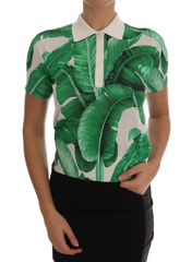 Dolce & Gabbana Green Banana Print Silk Polo T-shirt -   -  Dolce & Gabbana.