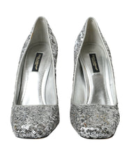 Dolce & Gabbana Silver Sequin Embellished Heels Pumps Shoes -   -  Dolce & Gabbana.