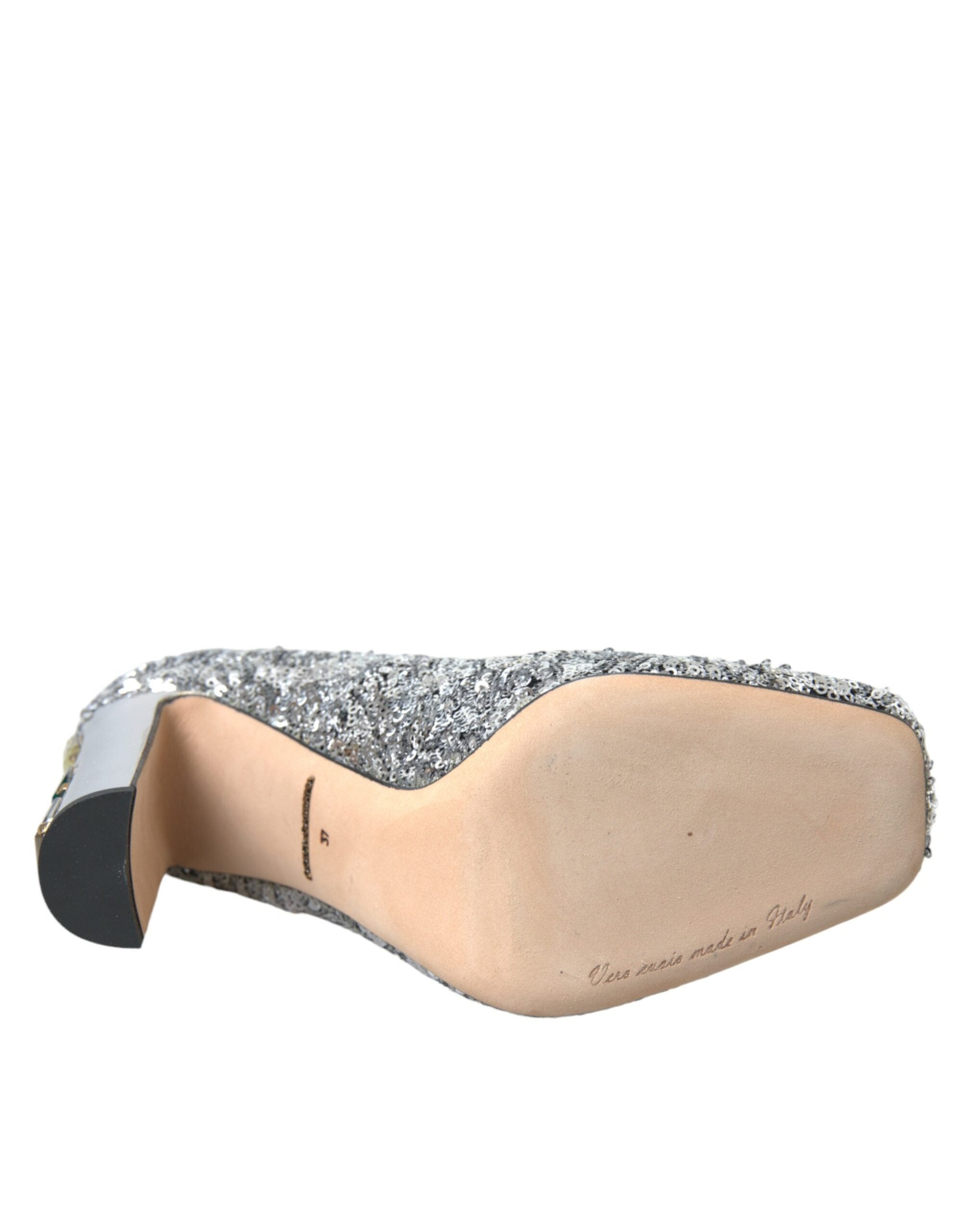 Dolce & Gabbana Silver Sequin Embellished Heels Pumps Shoes -   -  Dolce & Gabbana.
