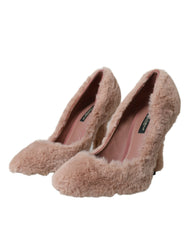 Dolce & Gabbana Light Pink Faux Fur Heels Pumps Shoes -   -  Dolce & Gabbana.