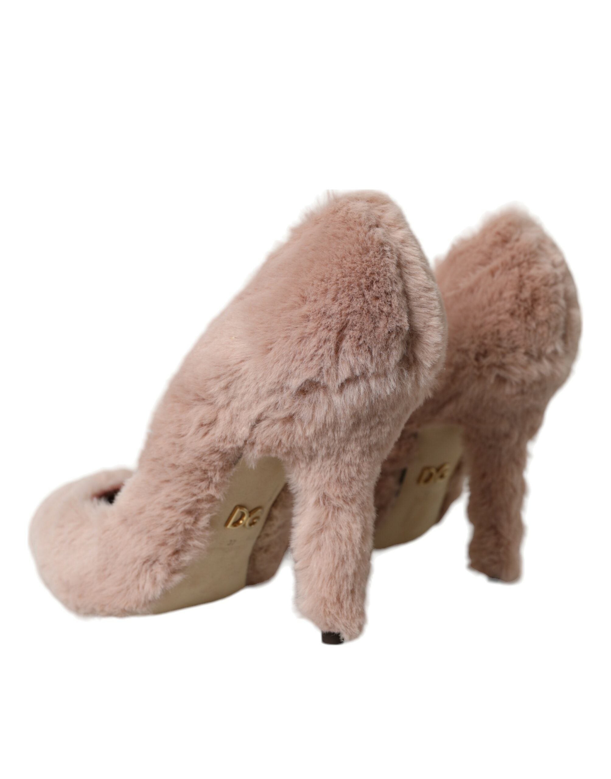 Dolce & Gabbana Light Pink Faux Fur Heels Pumps Shoes -   -  Dolce & Gabbana.
