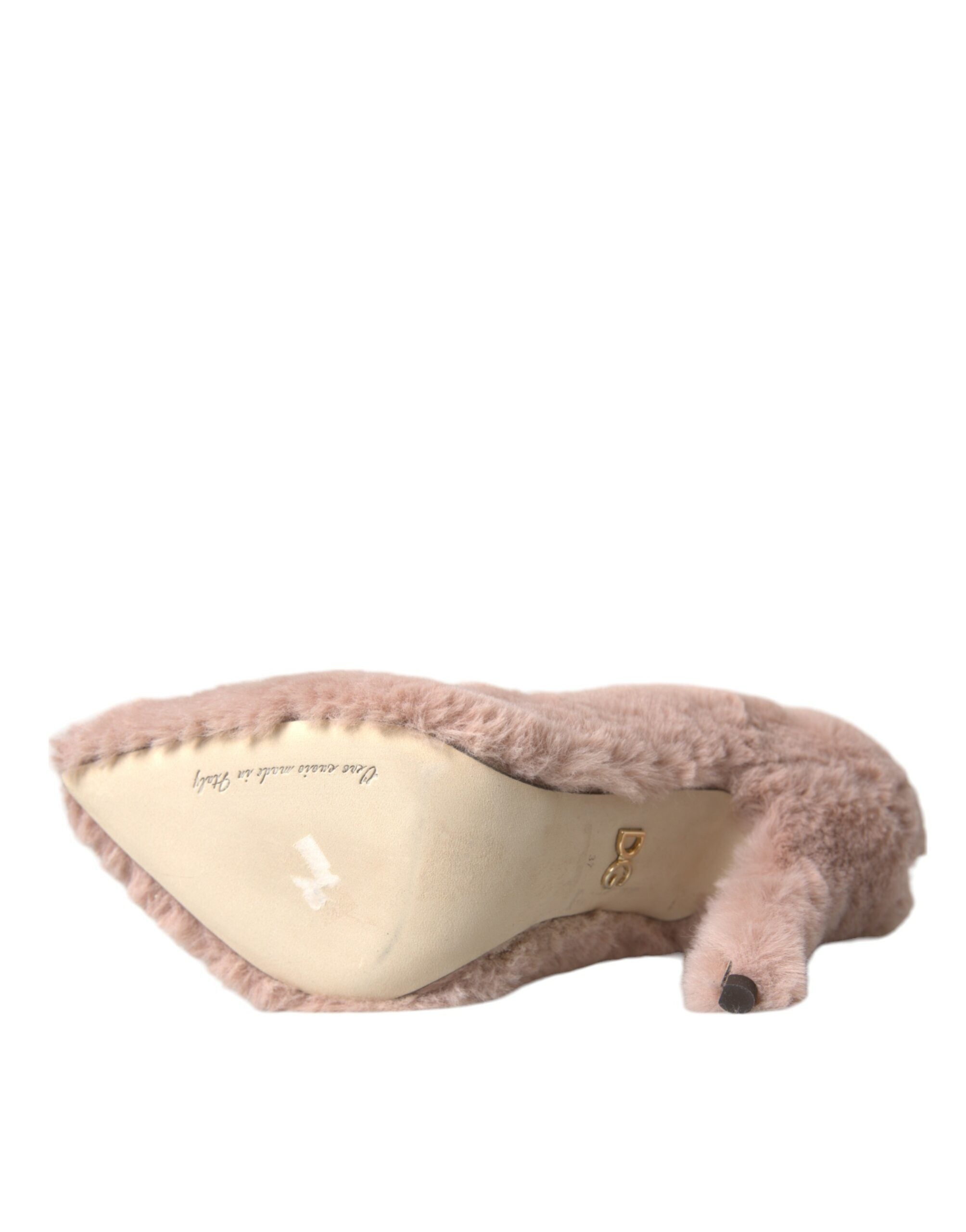 Dolce & Gabbana Light Pink Faux Fur Heels Pumps Shoes -   -  Dolce & Gabbana.