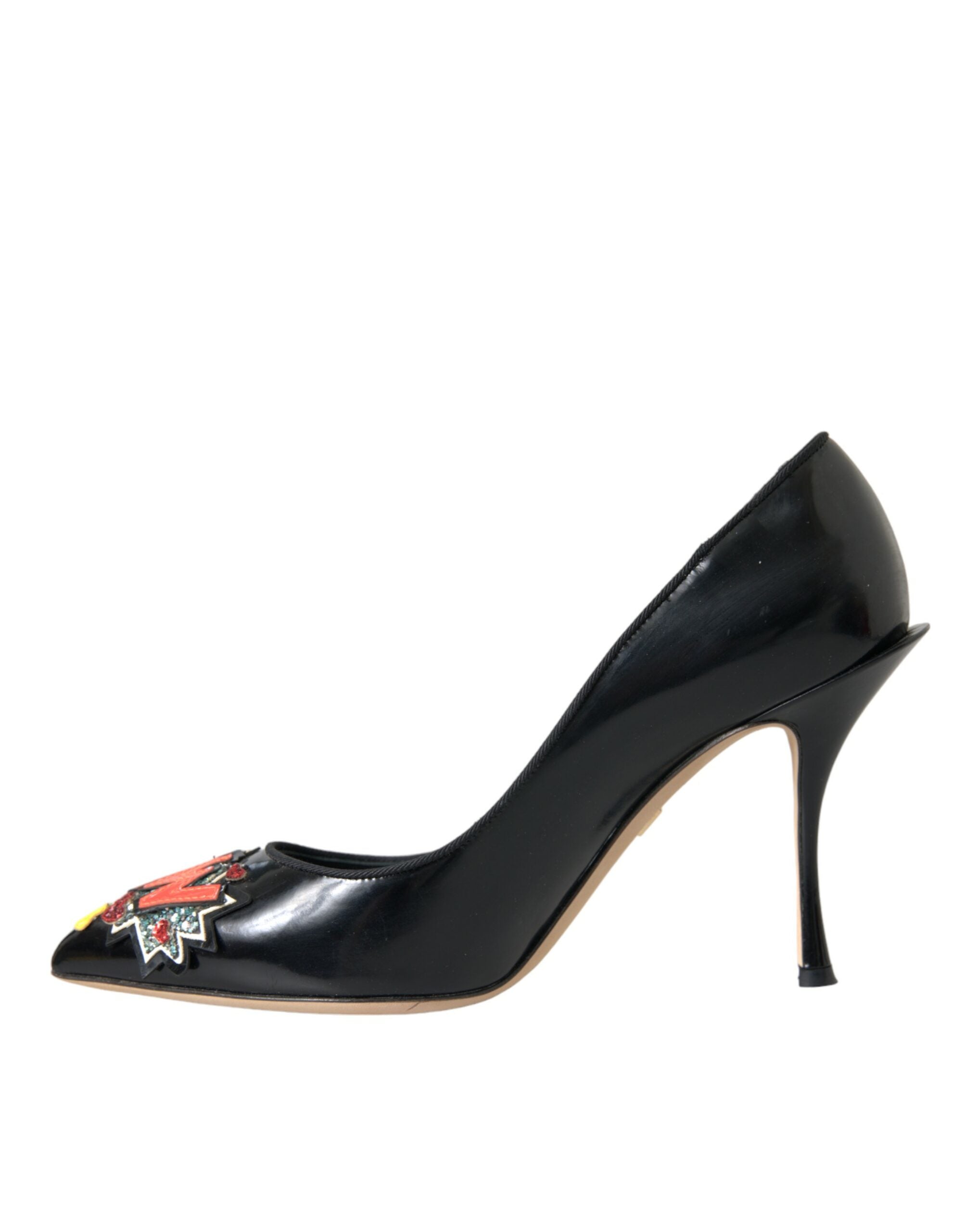 Dolce & Gabbana Black Leather WOW Patch Heels Pumps Shoes -   -  Dolce & Gabbana.
