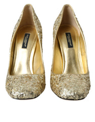 Dolce & Gabbana Gold Sequin Crystal Heels Pumps Shoes -   -  Dolce & Gabbana.