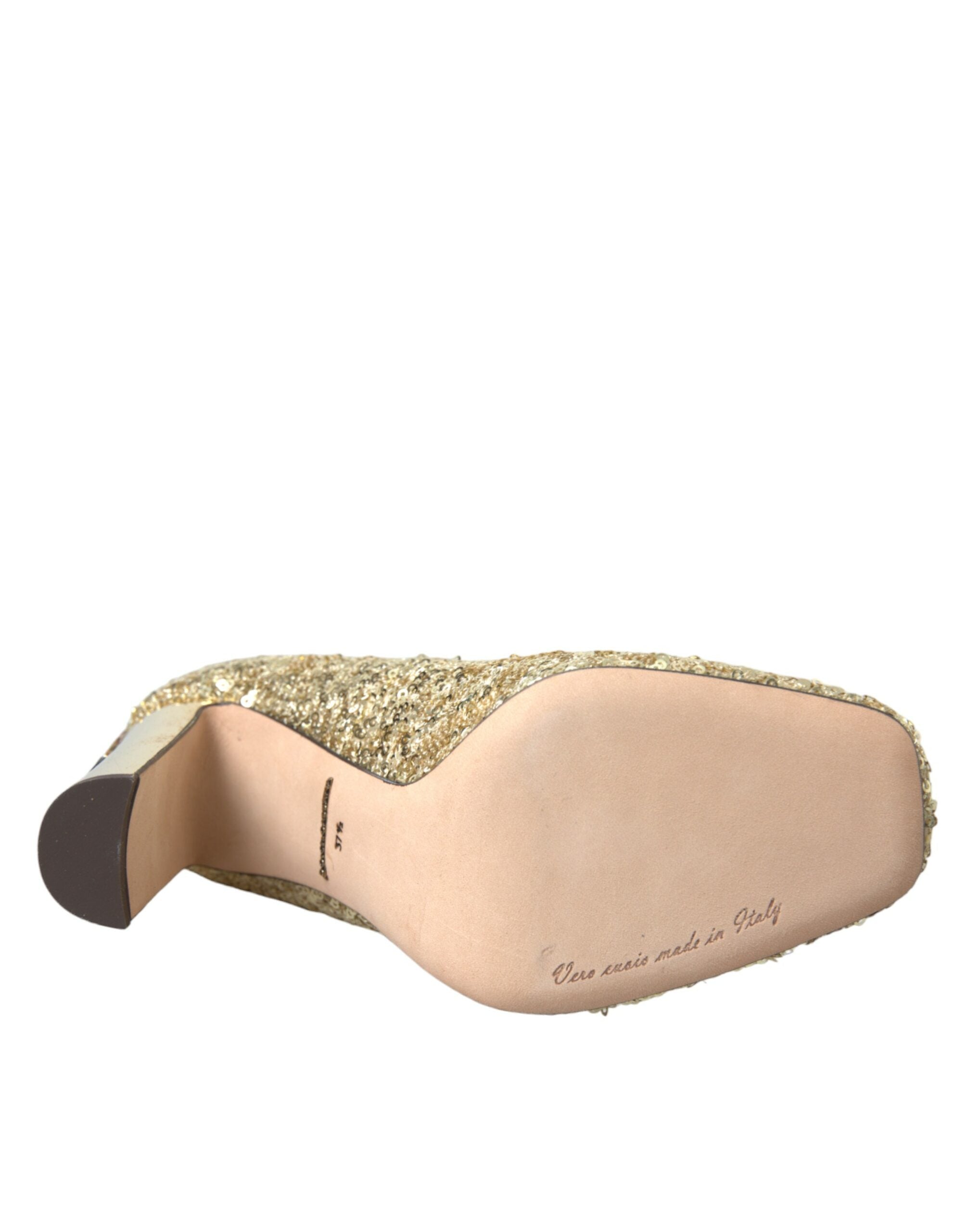Dolce & Gabbana Gold Sequin Crystal Heels Pumps Shoes -   -  Dolce & Gabbana.