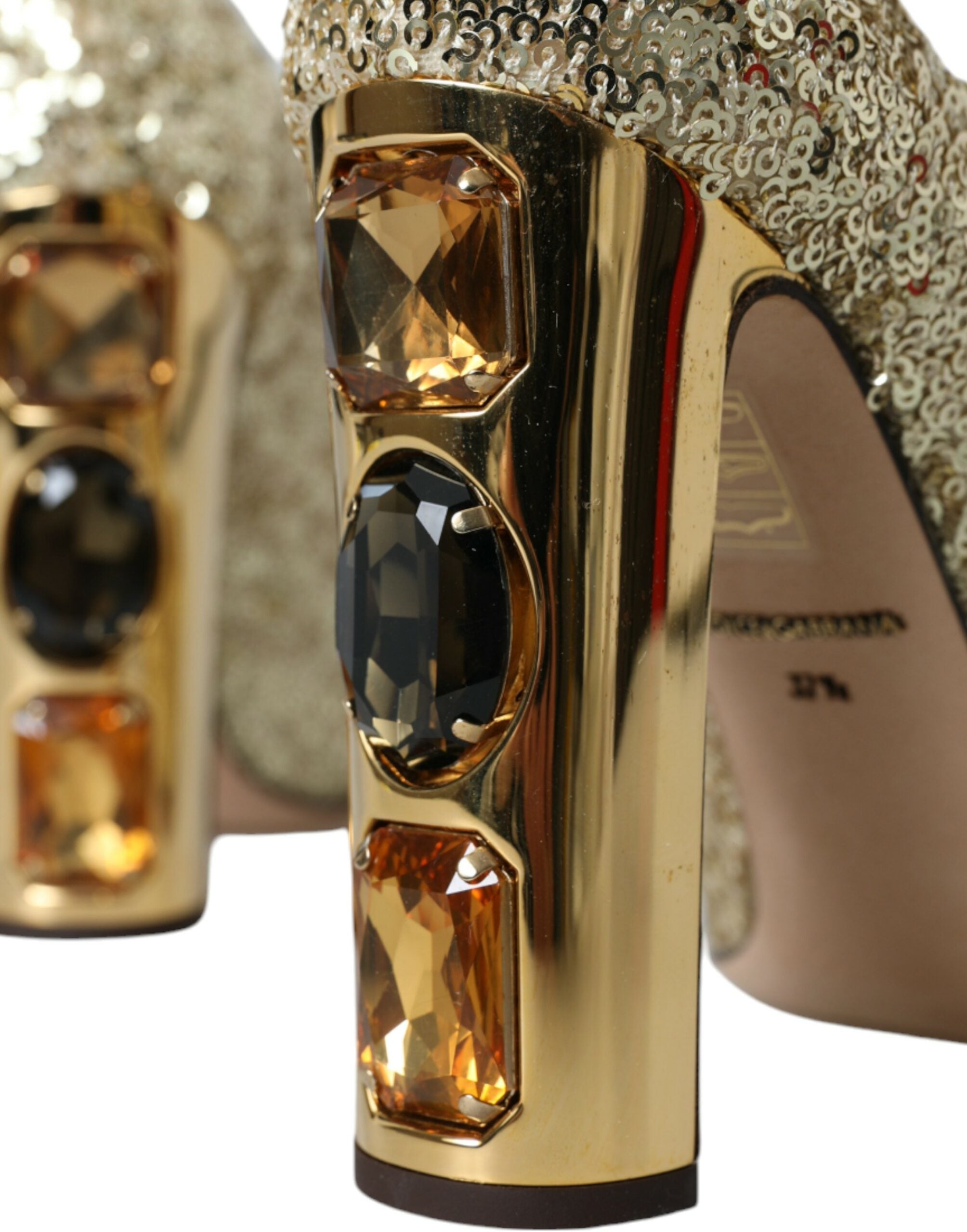 Dolce & Gabbana Gold Sequin Crystal Heels Pumps Shoes -   -  Dolce & Gabbana.