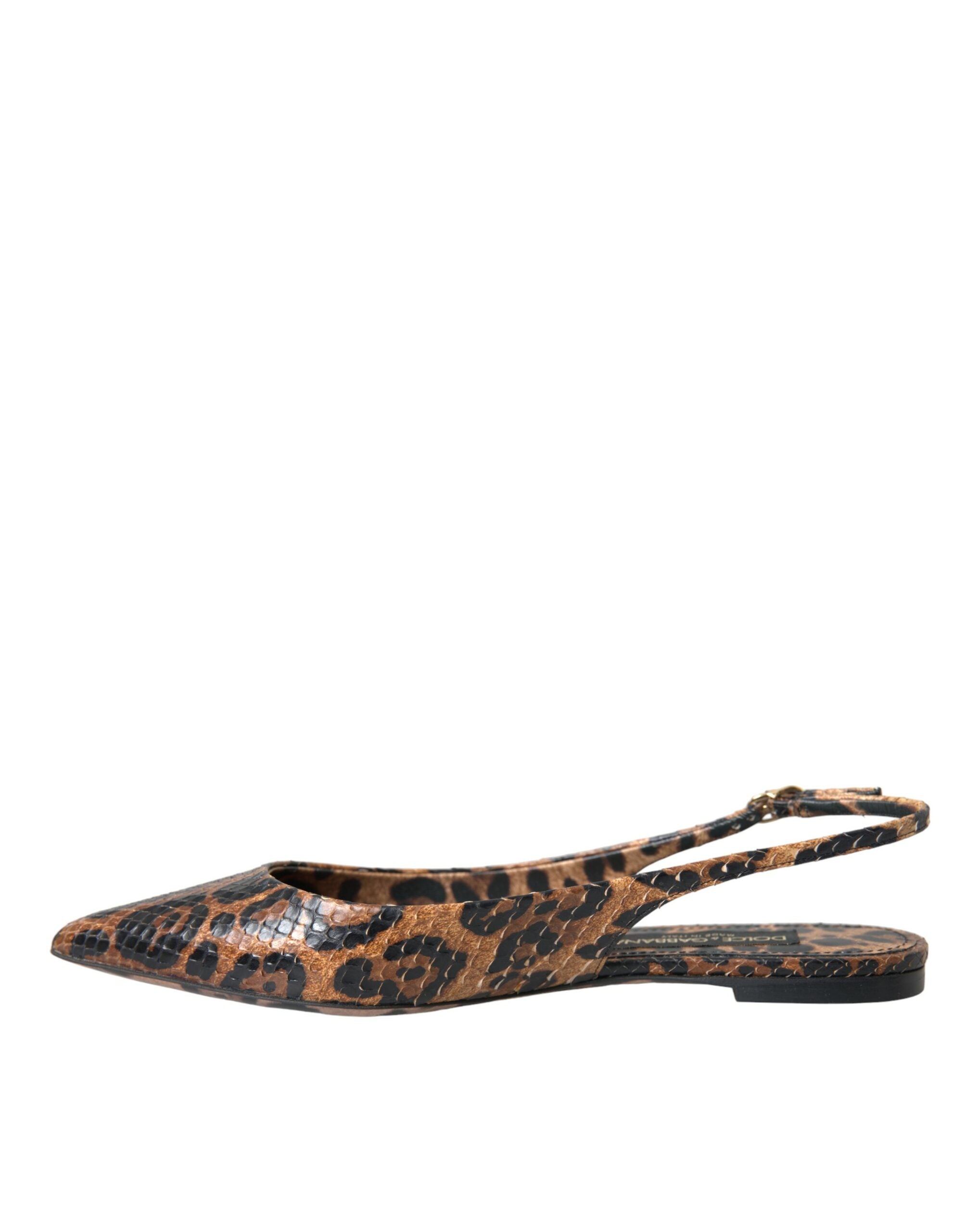 Dolce & Gabbana Brown Leopard Exotic Skin Slingback Shoes -   -  Dolce & Gabbana.