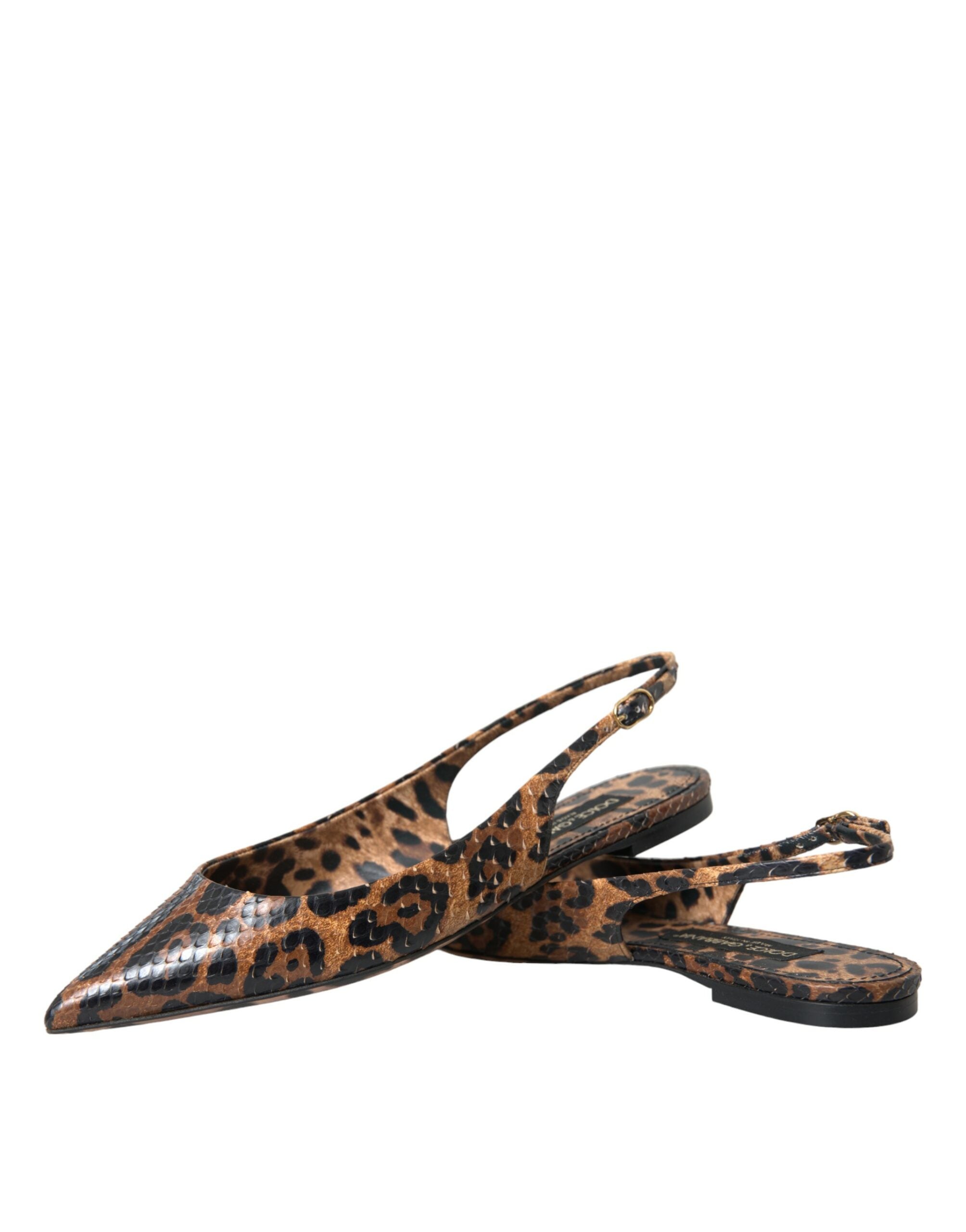 Dolce & Gabbana Brown Leopard Exotic Skin Slingback Shoes -   -  Dolce & Gabbana.