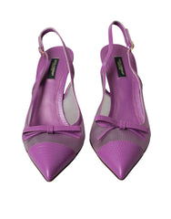 Dolce & Gabbana Purple Leather Mesh High Heels Slingback Shoes -   -  Dolce & Gabbana.