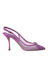 Dolce & Gabbana Purple Leather Mesh High Heels Slingback Shoes -   -  Dolce & Gabbana.