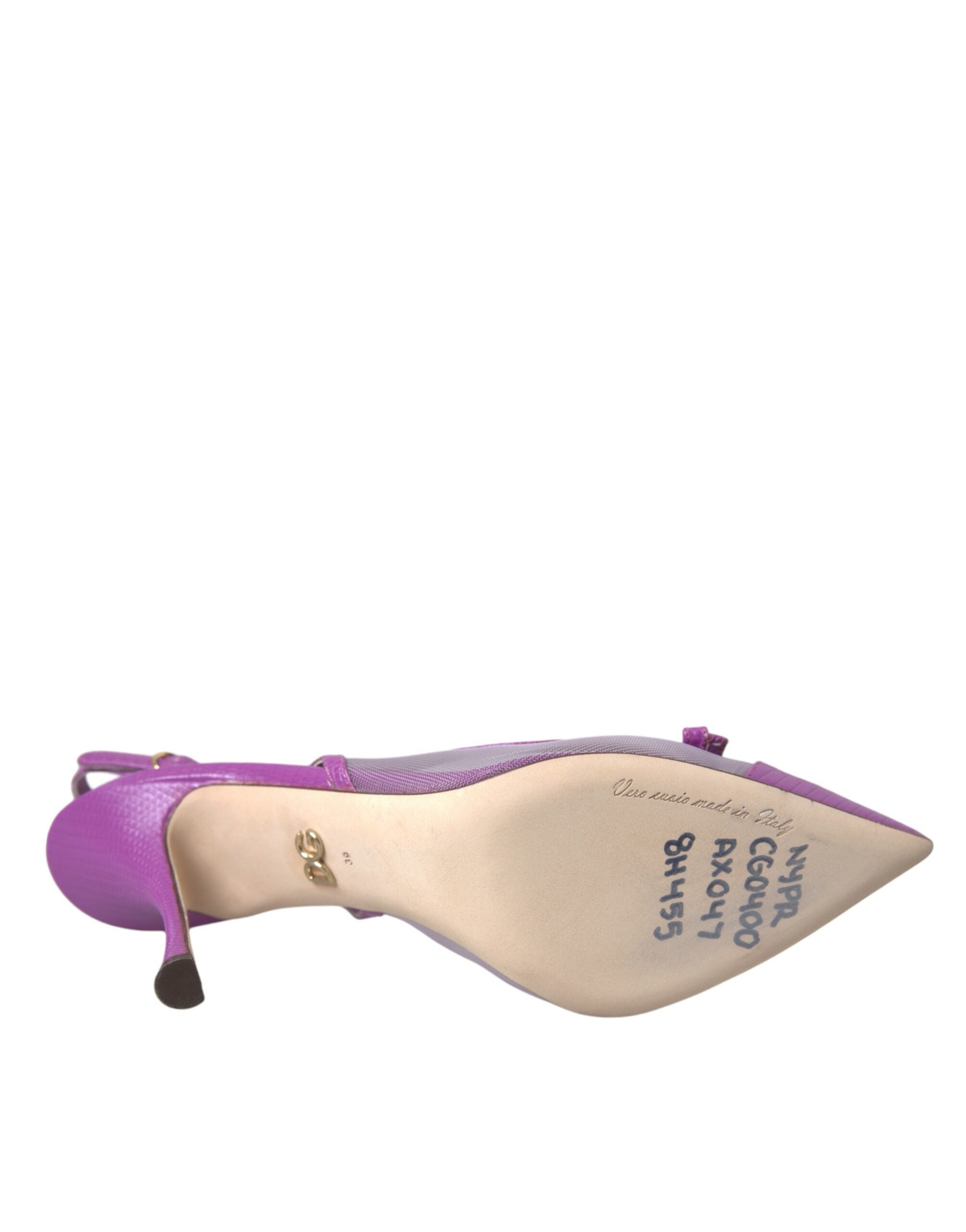 Dolce & Gabbana Purple Leather Mesh High Heels Slingback Shoes -   -  Dolce & Gabbana.