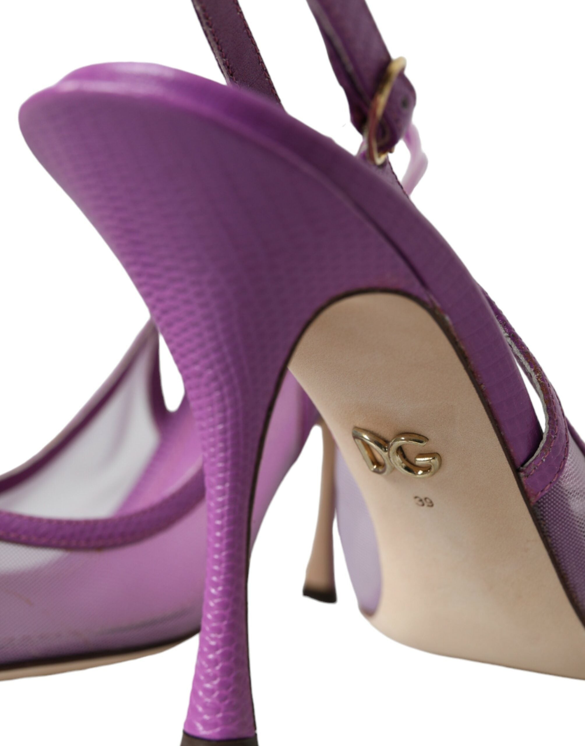 Dolce & Gabbana Purple Leather Mesh High Heels Slingback Shoes -   -  Dolce & Gabbana.