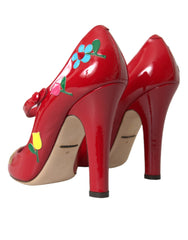Dolce & Gabbana Red Leather Embellished Mary Jane Pumps Heels Shoes -   -  Dolce & Gabbana.