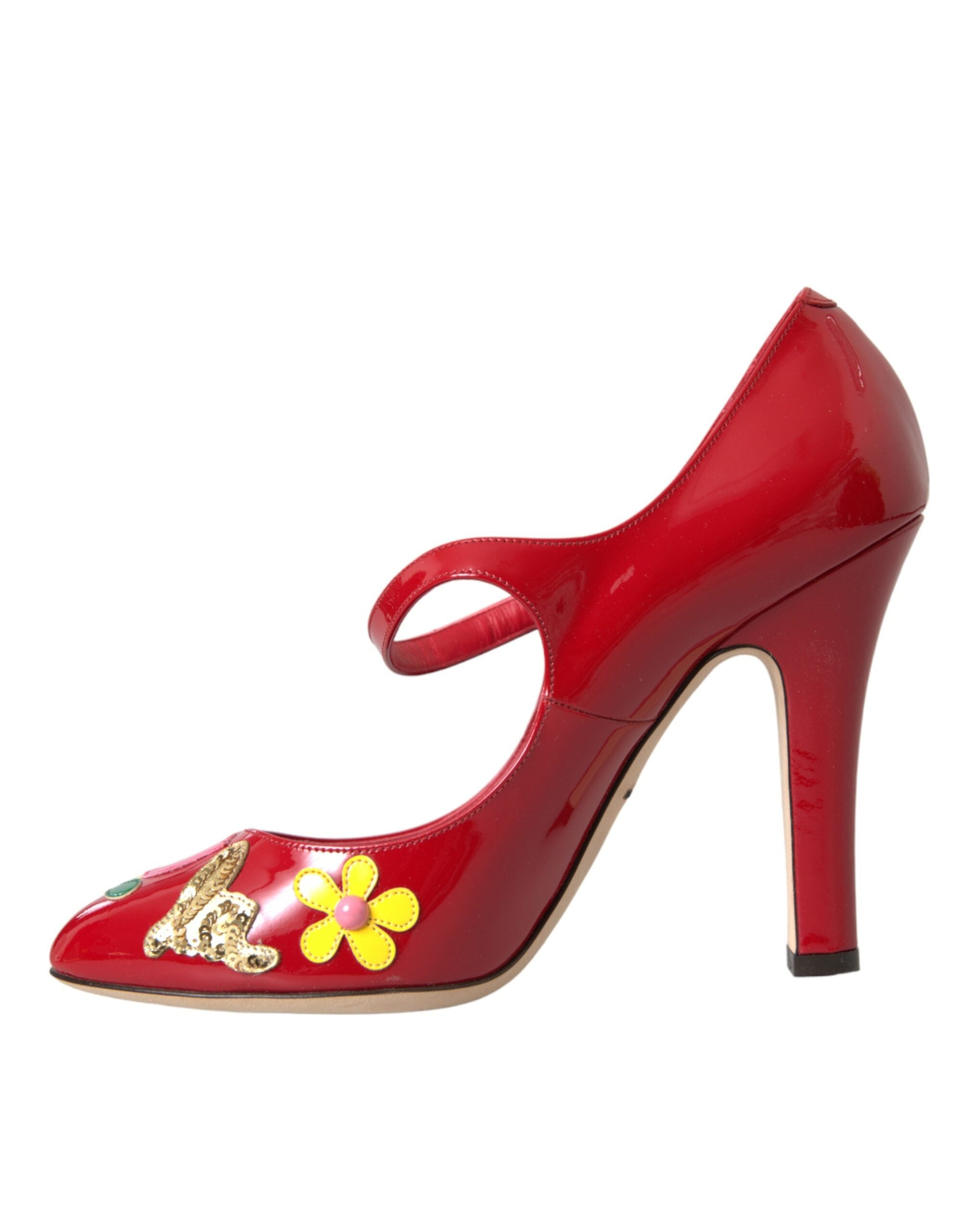 Dolce & Gabbana Red Leather Embellished Mary Jane Pumps Heels Shoes -   -  Dolce & Gabbana.