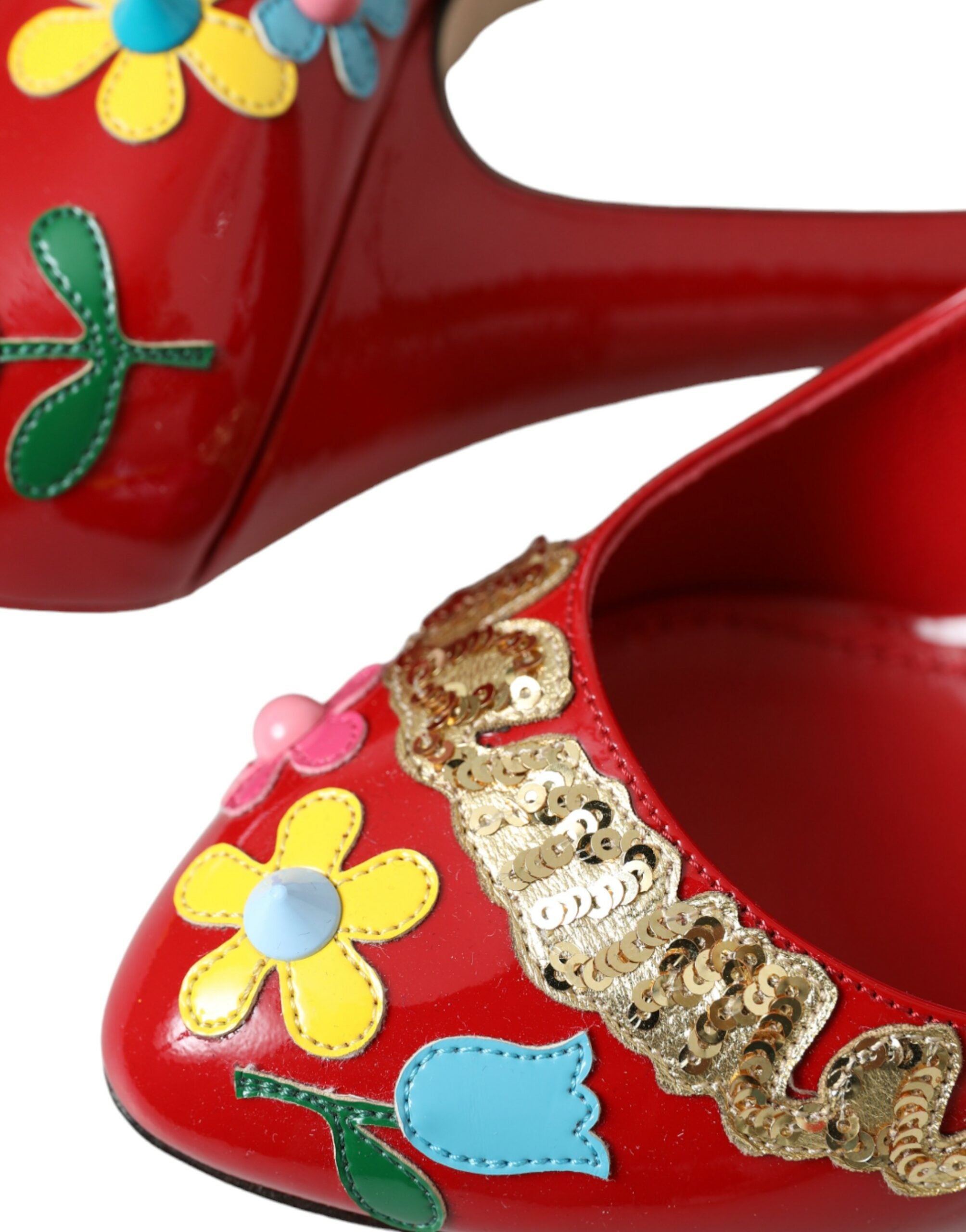 Dolce & Gabbana Red Leather Embellished Mary Jane Pumps Heels Shoes -   -  Dolce & Gabbana.