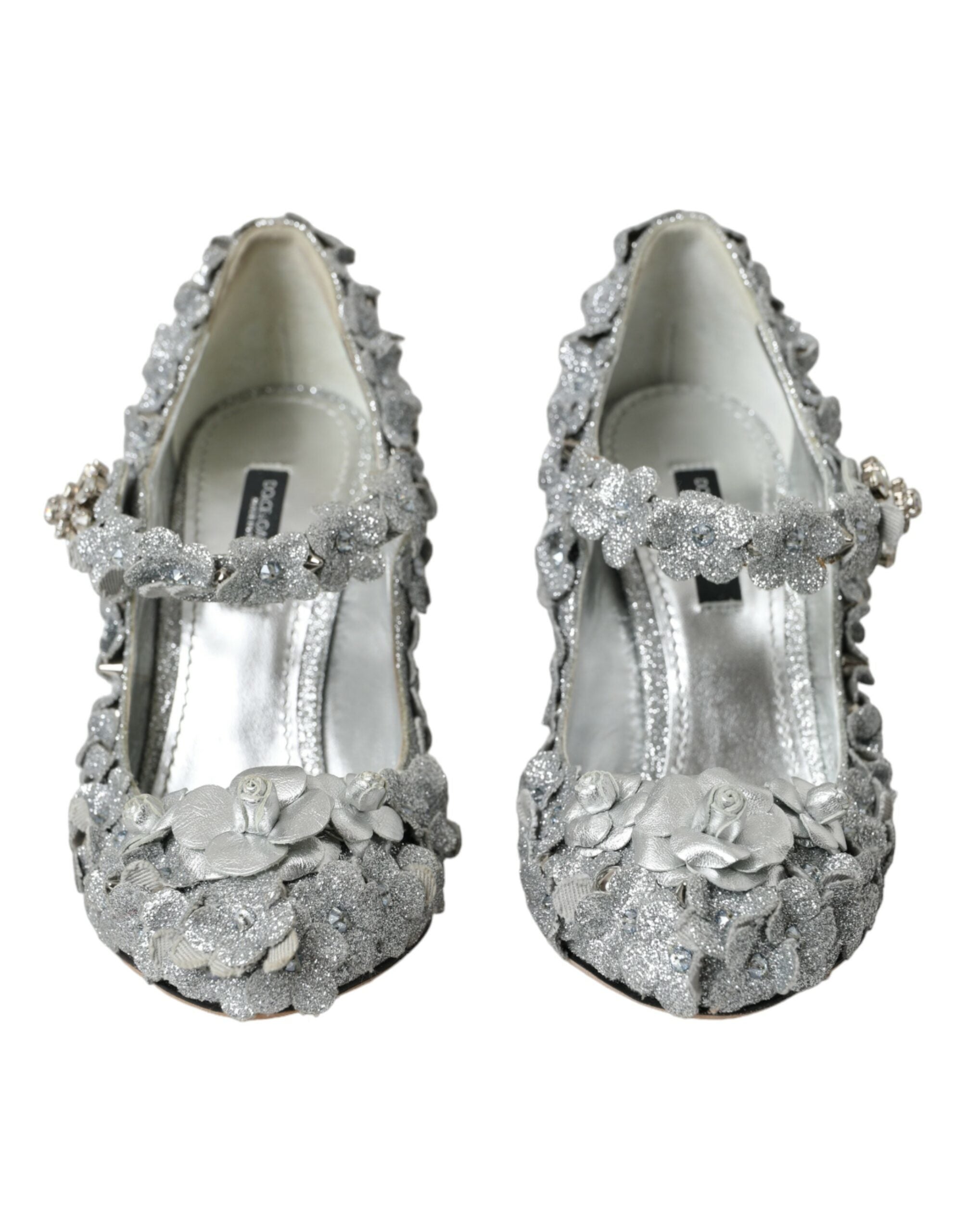 Dolce & Gabbana Silver Floral Crystal Mary Jane Pumps Shoes -   -  Dolce & Gabbana.