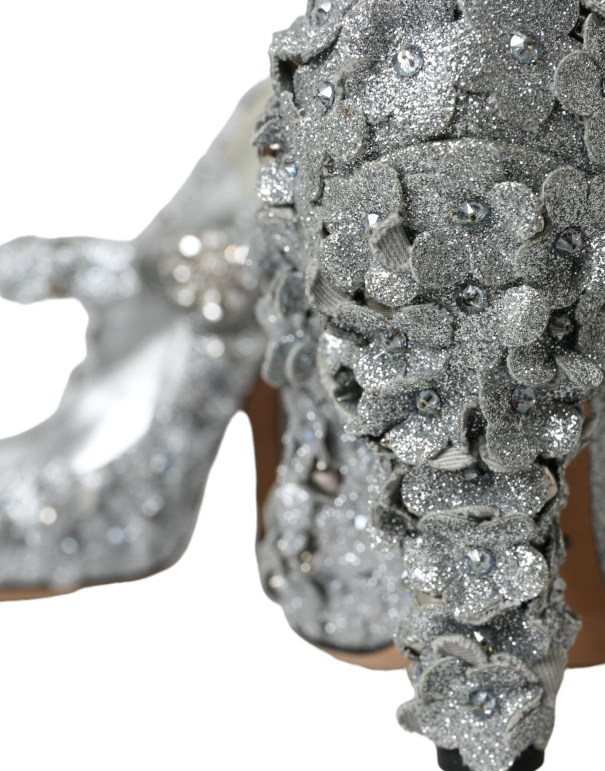 Dolce & Gabbana Silver Floral Crystal Mary Jane Pumps Shoes -   -  Dolce & Gabbana.