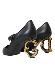 Dolce & Gabbana Black Leather Logo Heels Mary Janes Pumps Shoes -   -  Dolce & Gabbana.