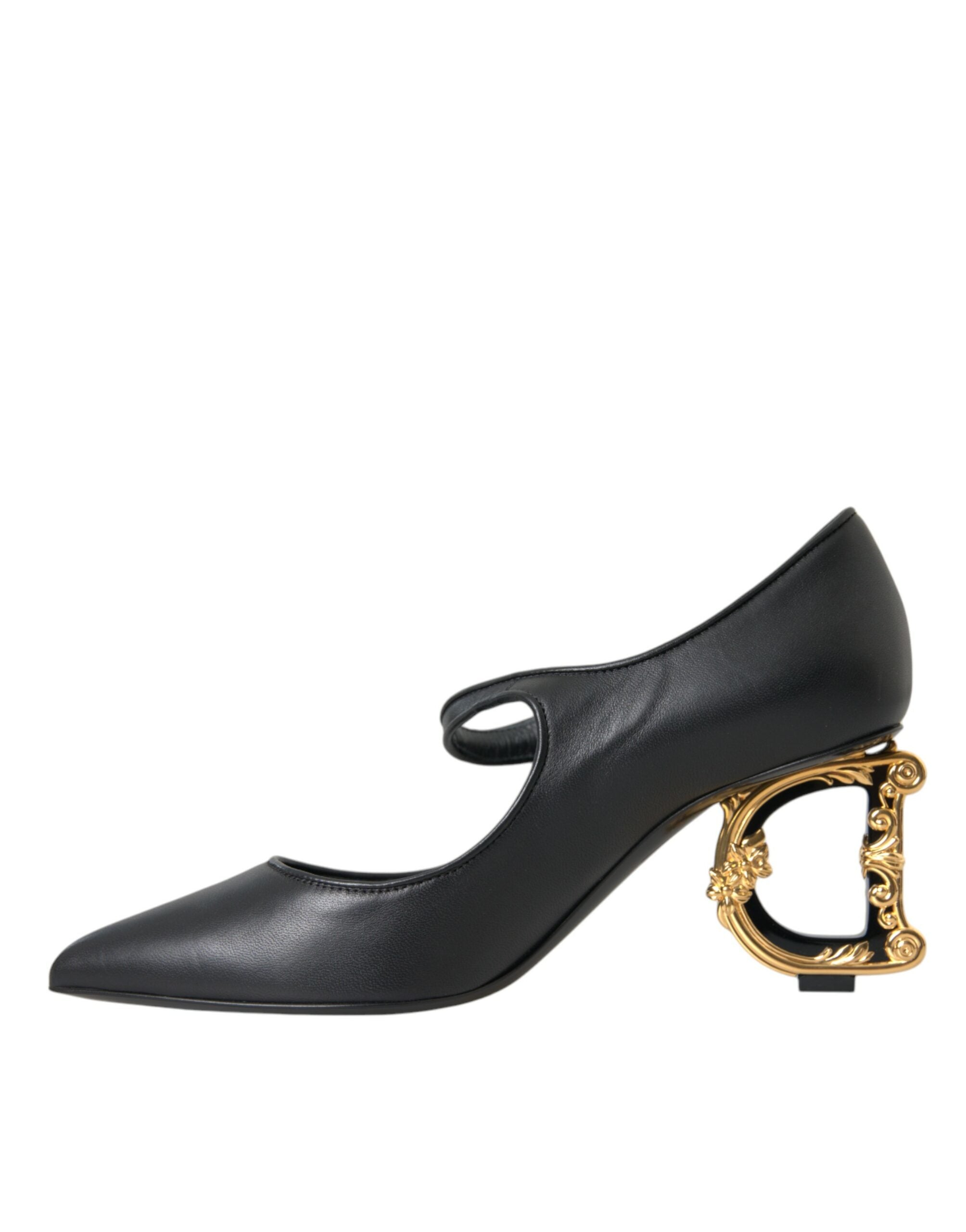 Dolce & Gabbana Black Leather Logo Heels Mary Janes Pumps Shoes -   -  Dolce & Gabbana.